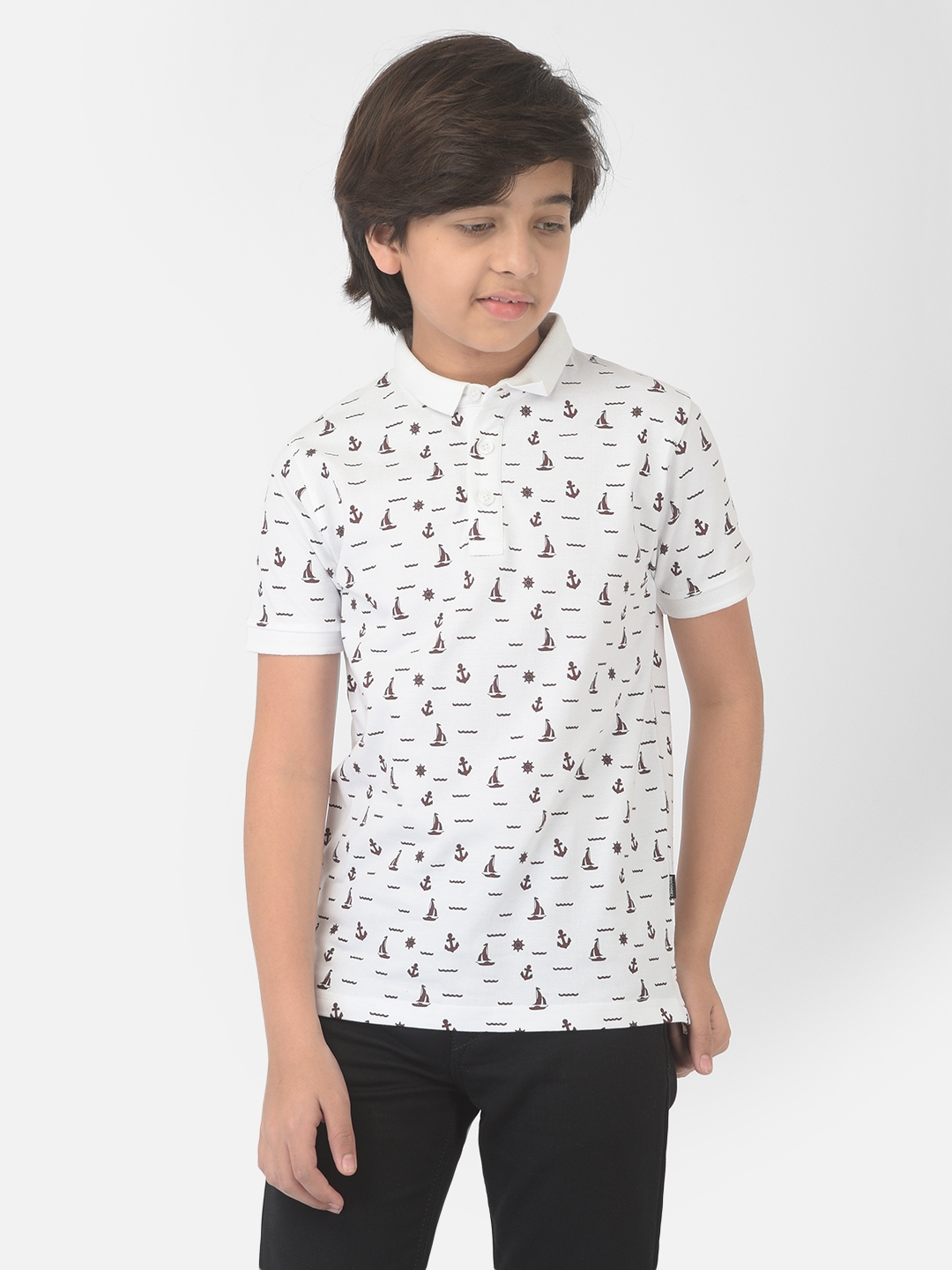 Crimsoune Club | Crimsoune Club Boy White Printed Polo T-shirt