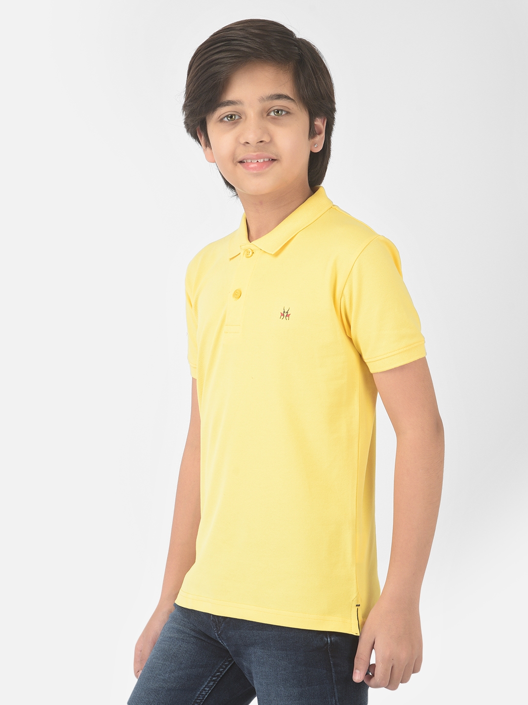 Crimsoune Club Boy Yellow Solid Polo T-shirt