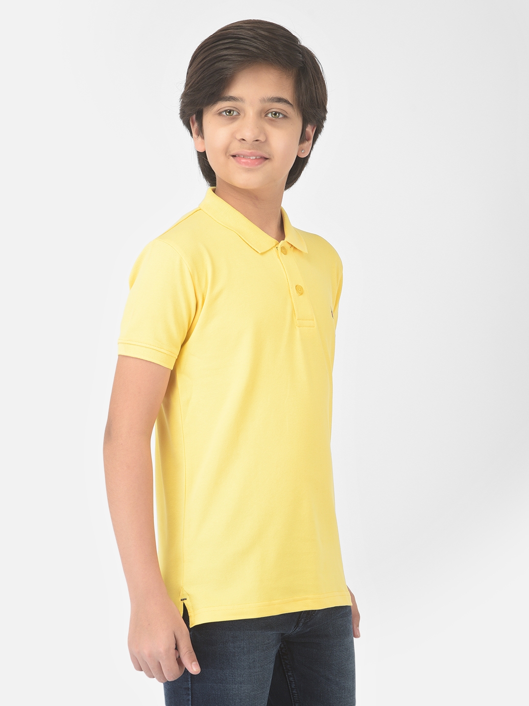 Crimsoune Club Boy Yellow Solid Polo T-shirt