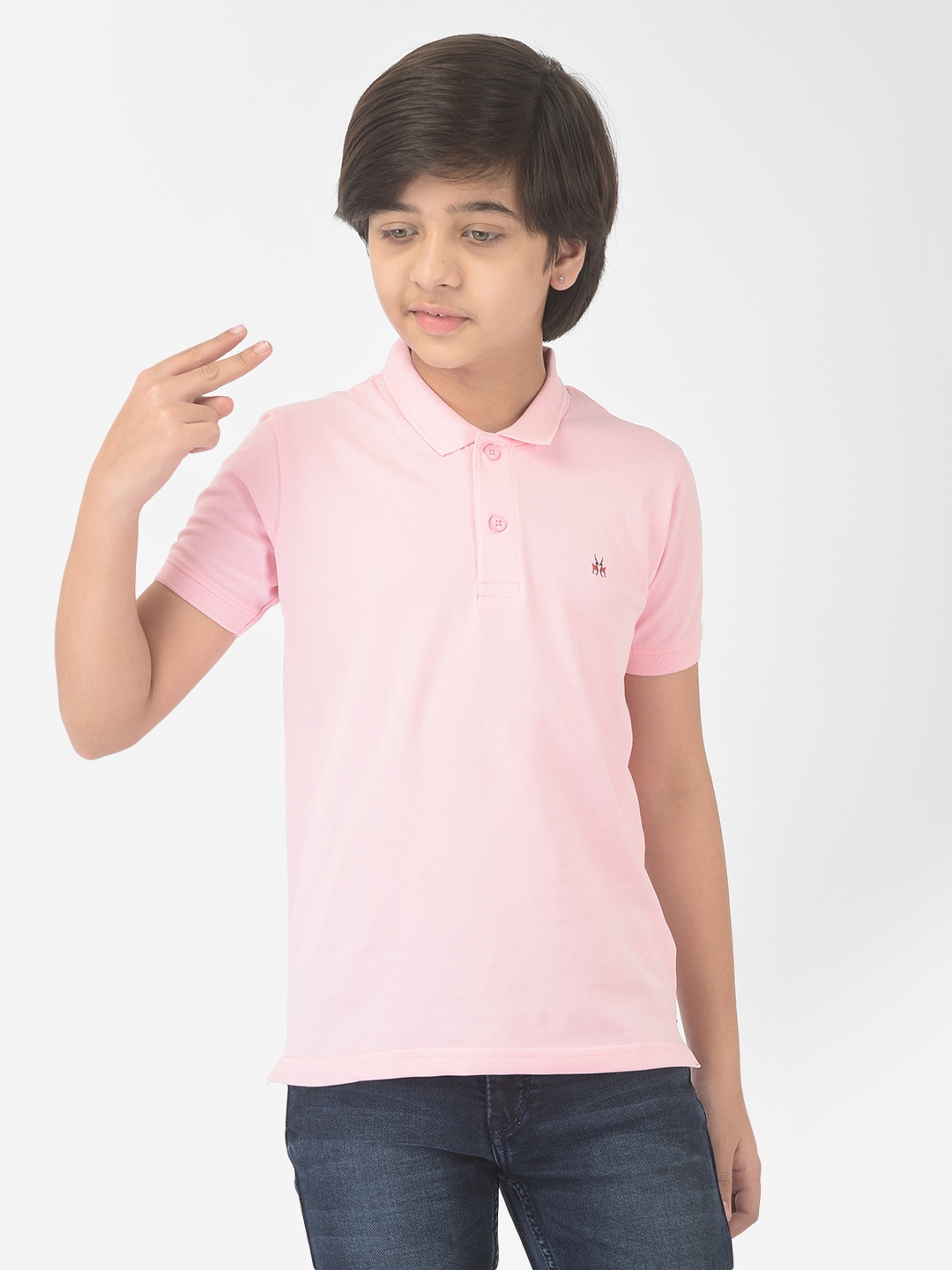 Crimsoune Club | Crimsoune Club Boy Pink Solid Polo T-shirt