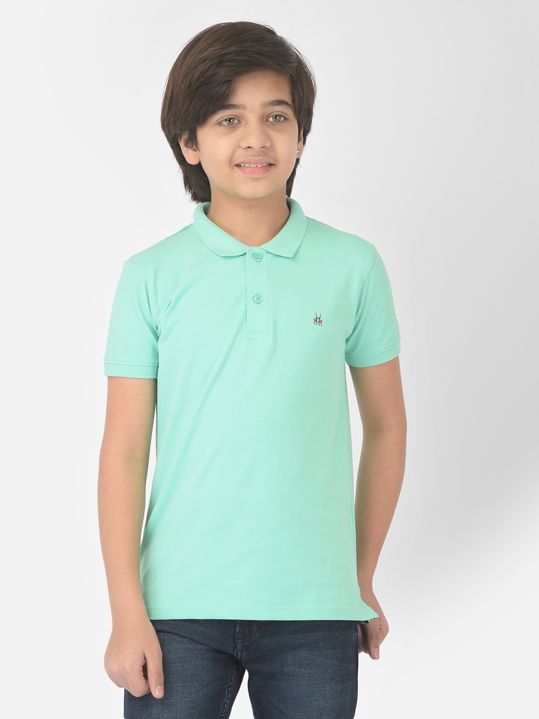 Crimsoune Club | Crimsoune Club Boy Mint Green Solid Polo T-shirt