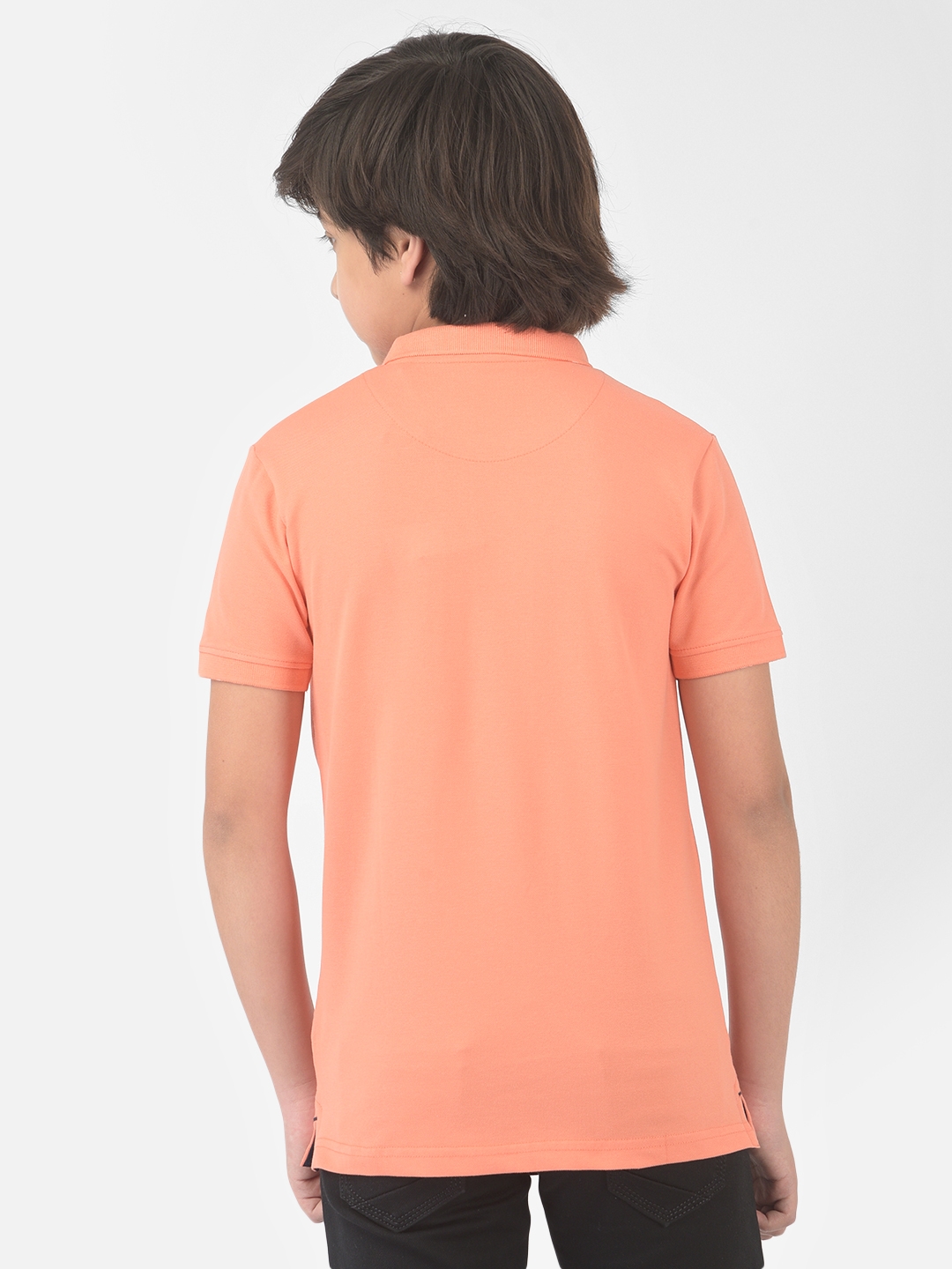 Crimsoune Club Boy Peach Solid Polo T-shirt