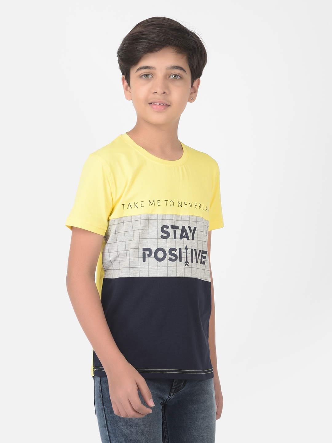 Crimsoune Club Boy Multi-Color Colourblocked Round Neck T-shirt