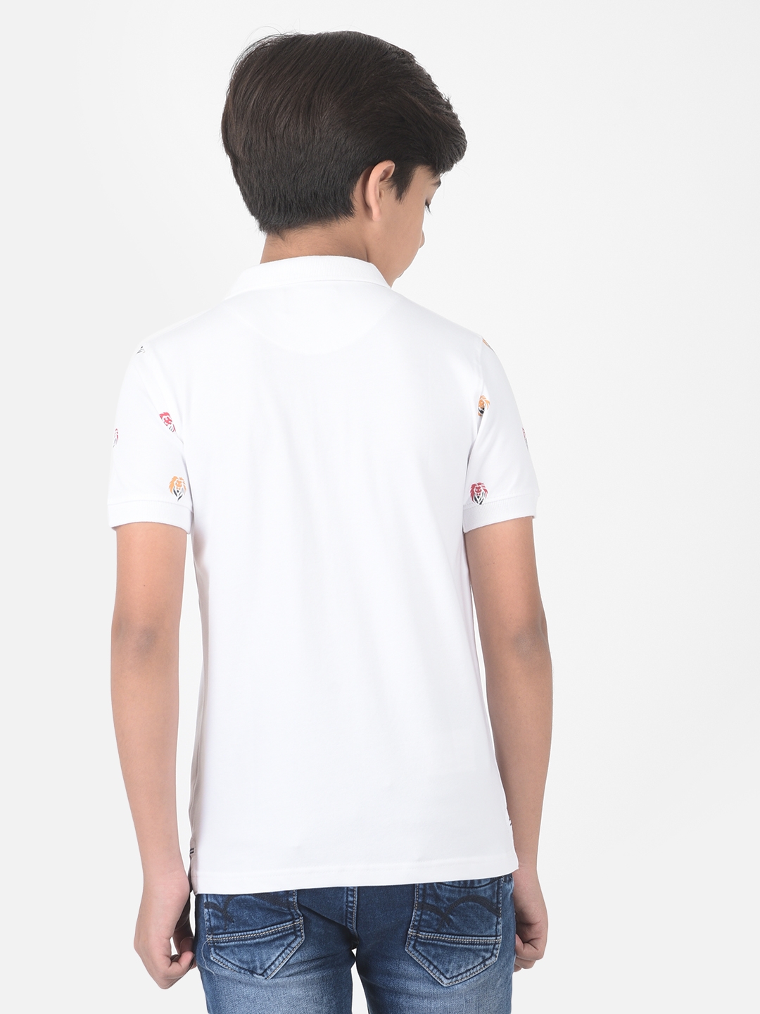 Crimsoune Club | Crimsoune Club Boy White Printed Polo T-shirt 1