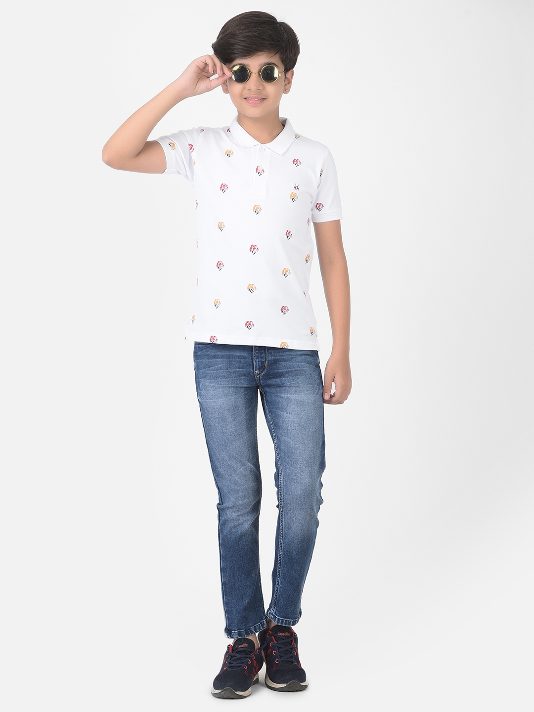 Crimsoune Club | Crimsoune Club Boy White Printed Polo T-shirt 4