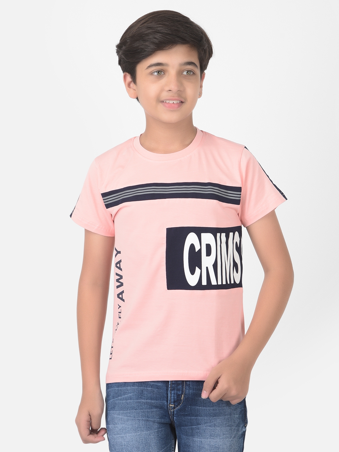 Crimsoune Club | Crimsoune Club Boy Pink Printed Round Neck T-shirt