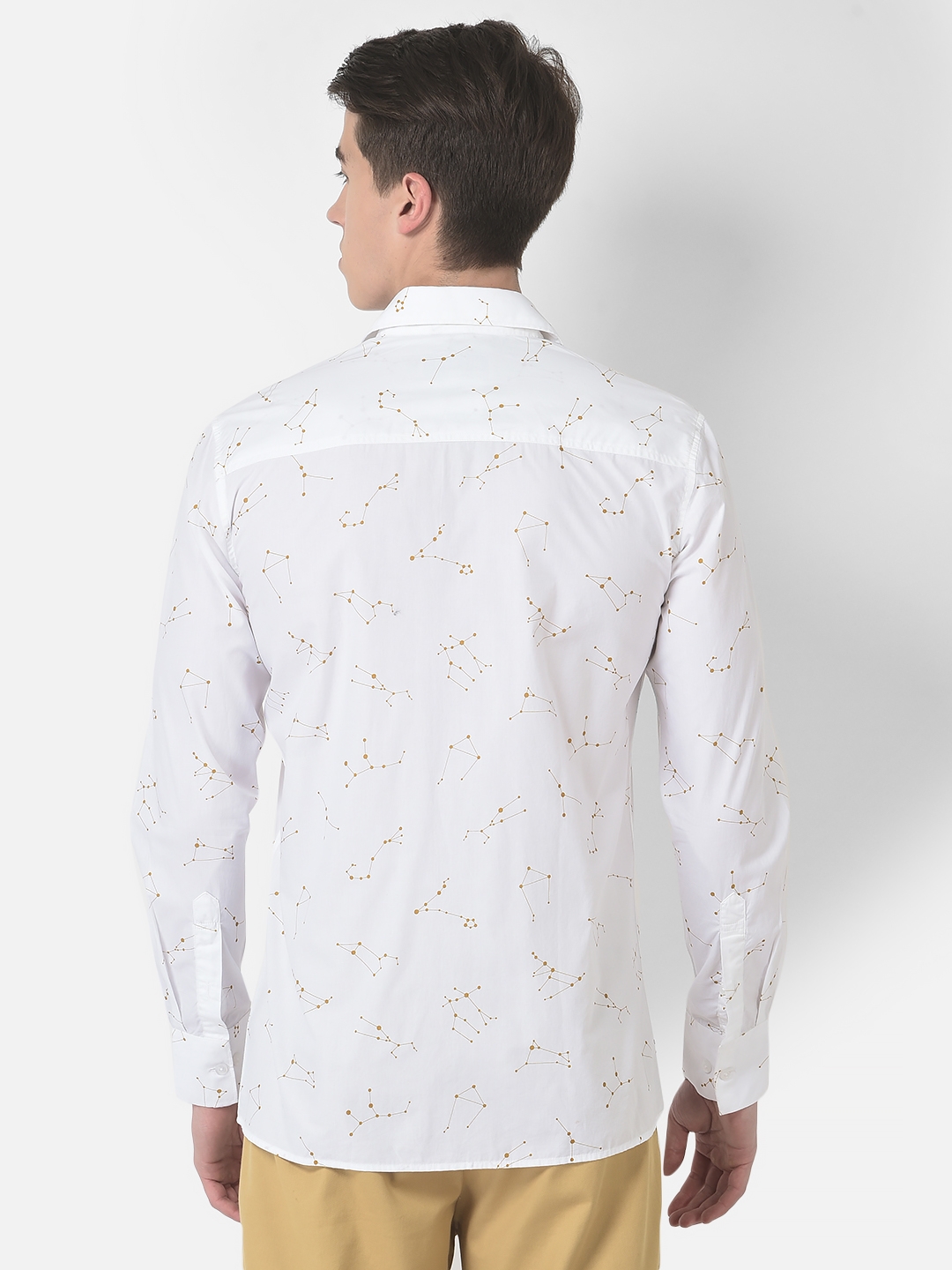 Crimsoune Club Men White Constellation Print Shirt