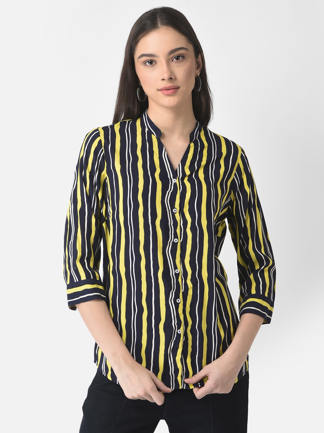 Crimsoune Club Women Tri-Colour Striped Shirt