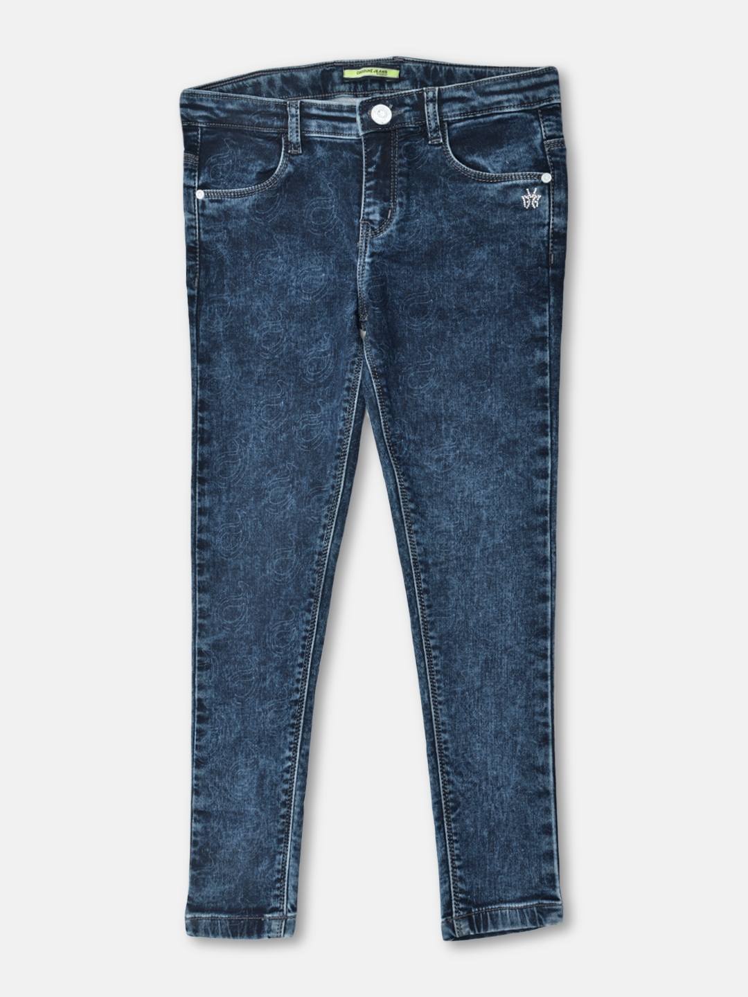 Crimsoune Club Girls Blue Printed Jeans
