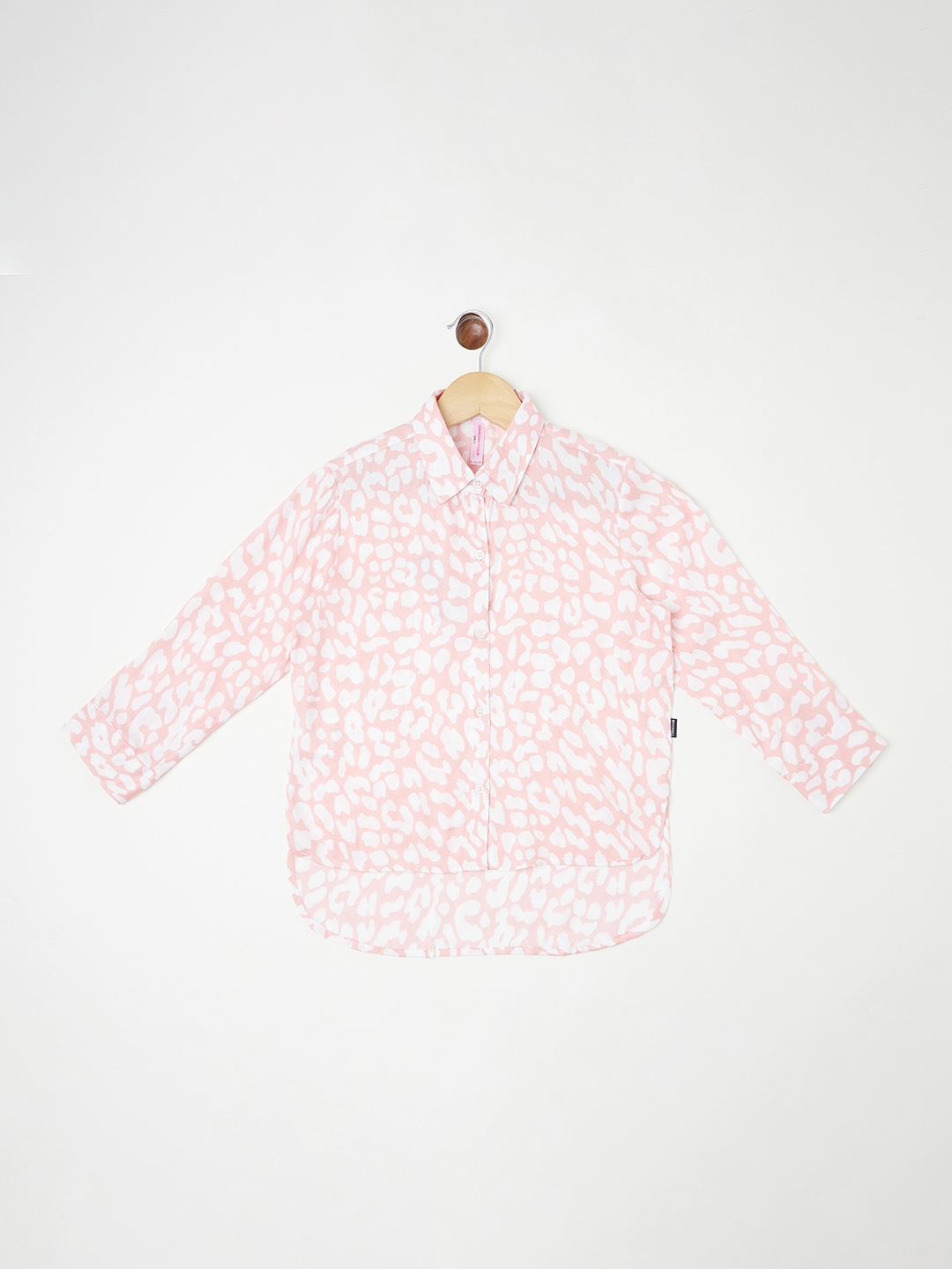 Crimsoune Club Girls Pink Printed Casual Shirt