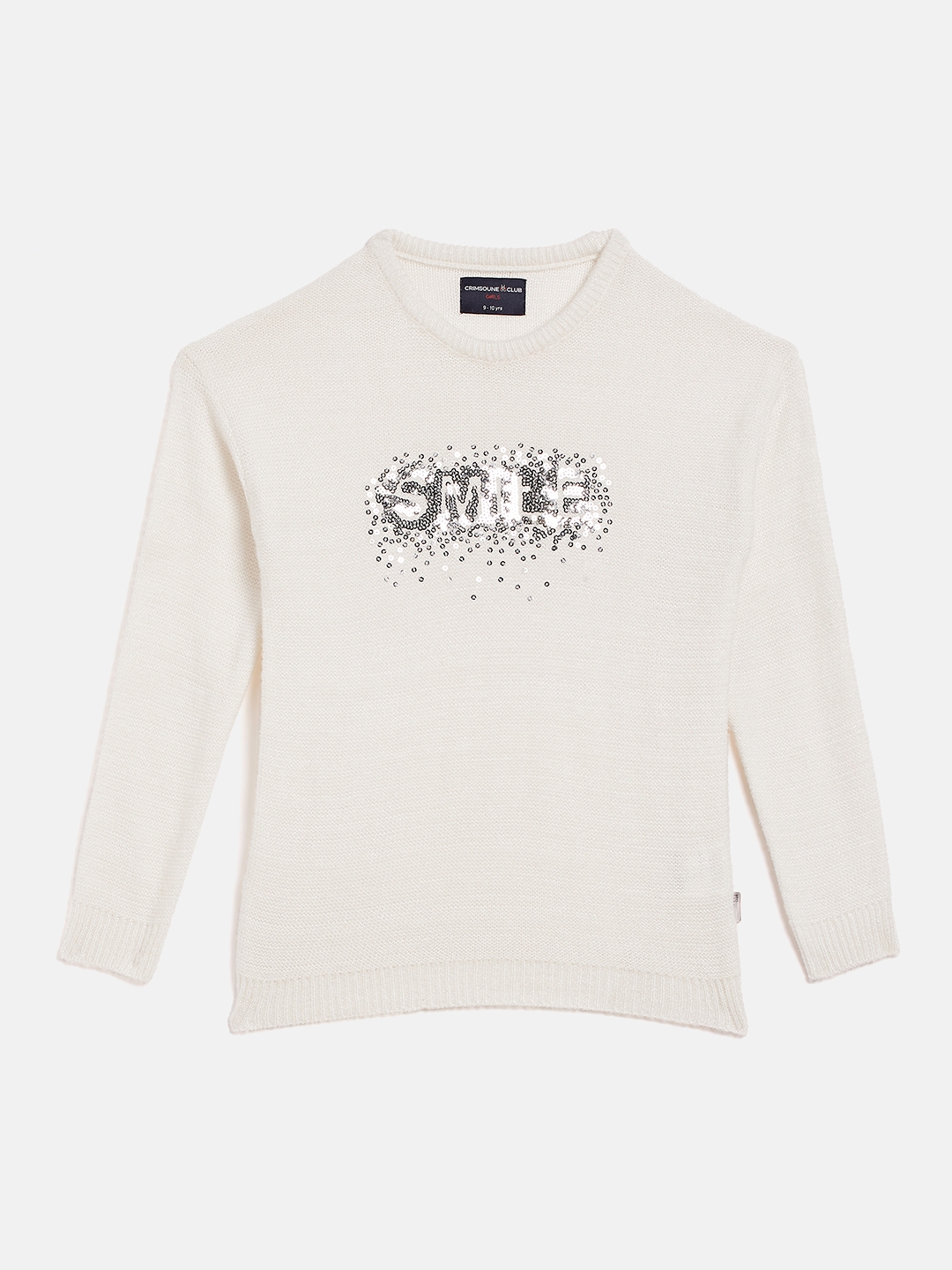 CRIMSOUNE CLUB | White Embellished Sweaters