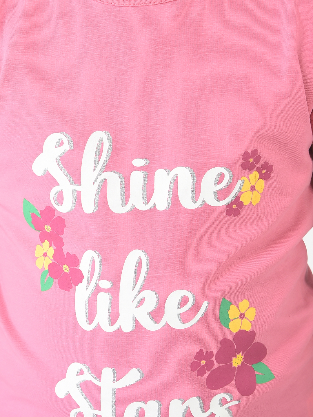 Crimsoune Club Girls Pink T-Shirt with Typographic Detail