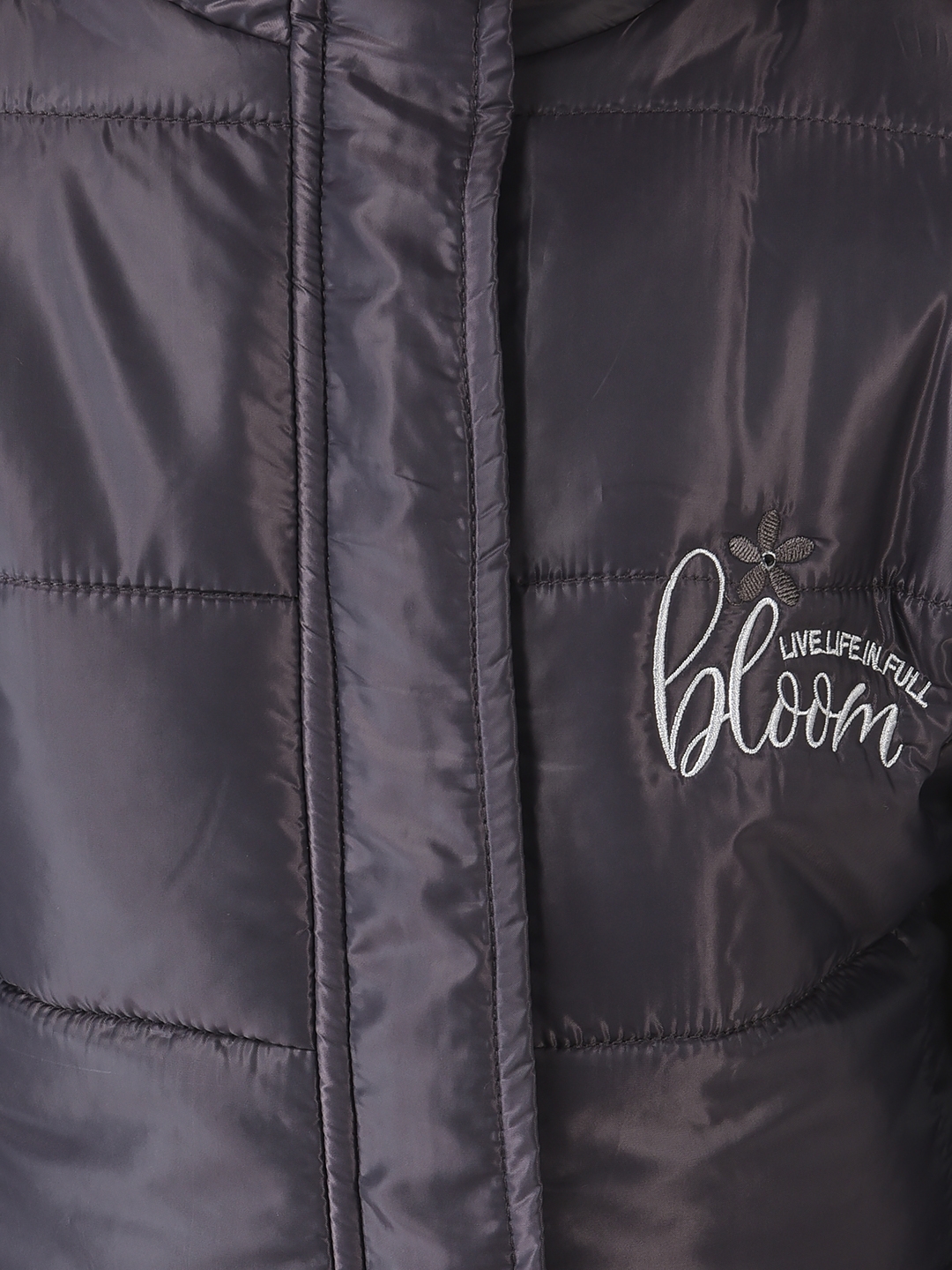 Crimsoune Club Girls Black Padded Jacket with Typographic Detailing 