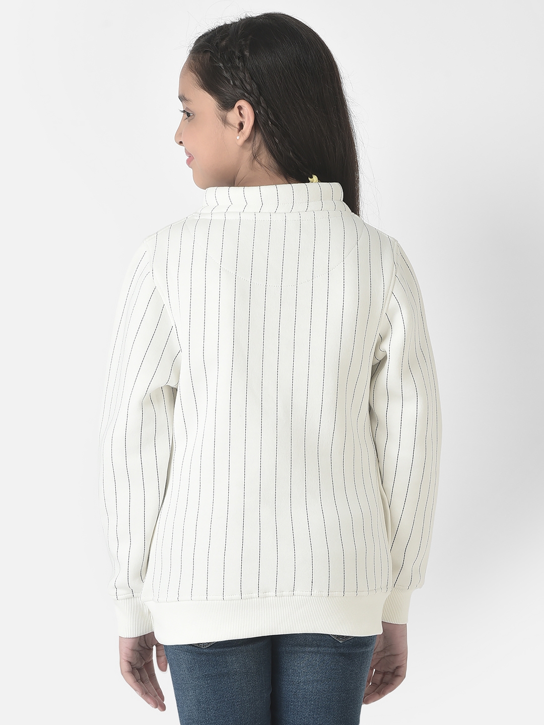 Crimsoune Club Girls White Striped Cowl Sweatshirt