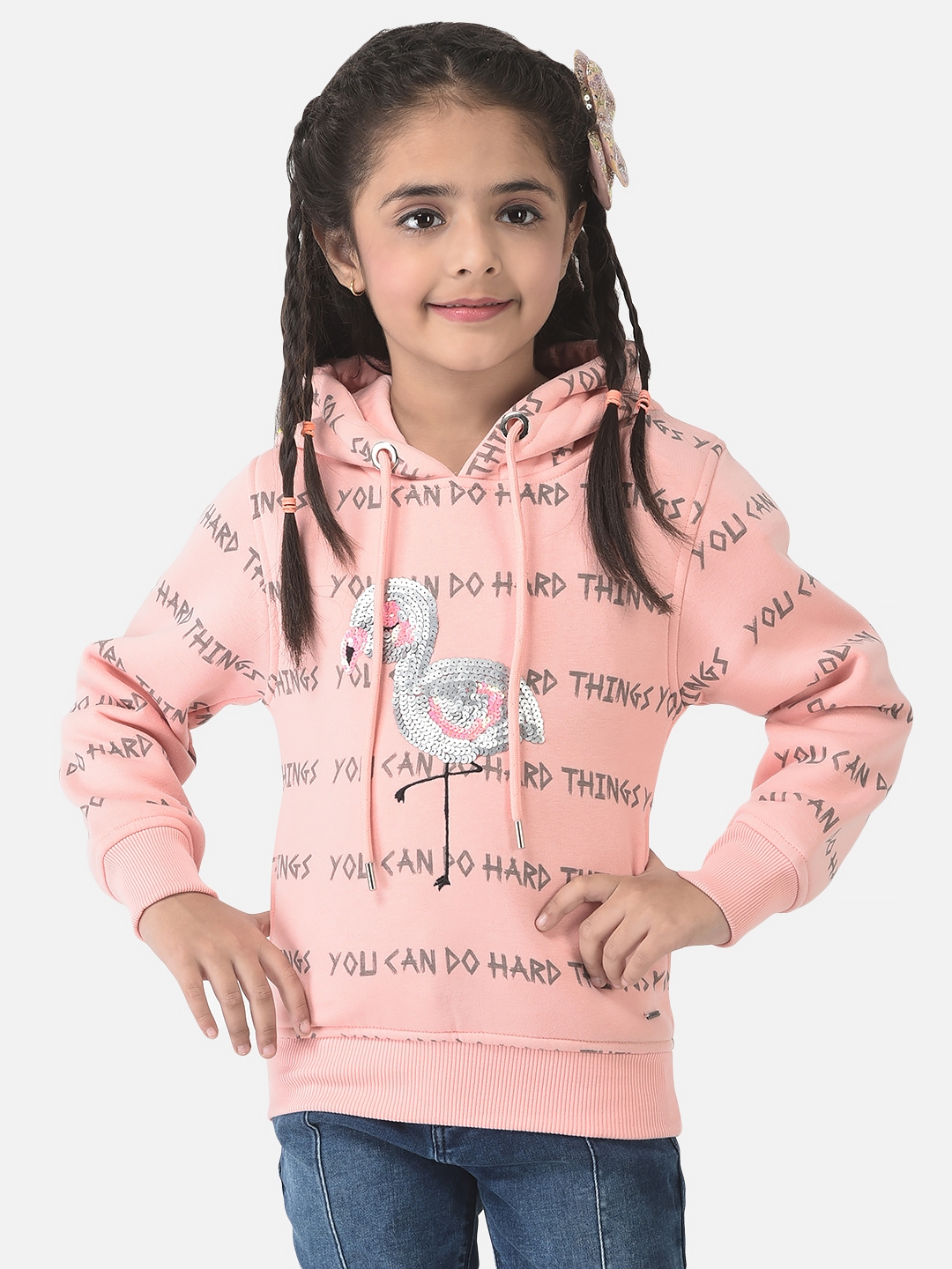 Crimsoune Club Girls Pink Sweatshirt with Graphic Detailing 