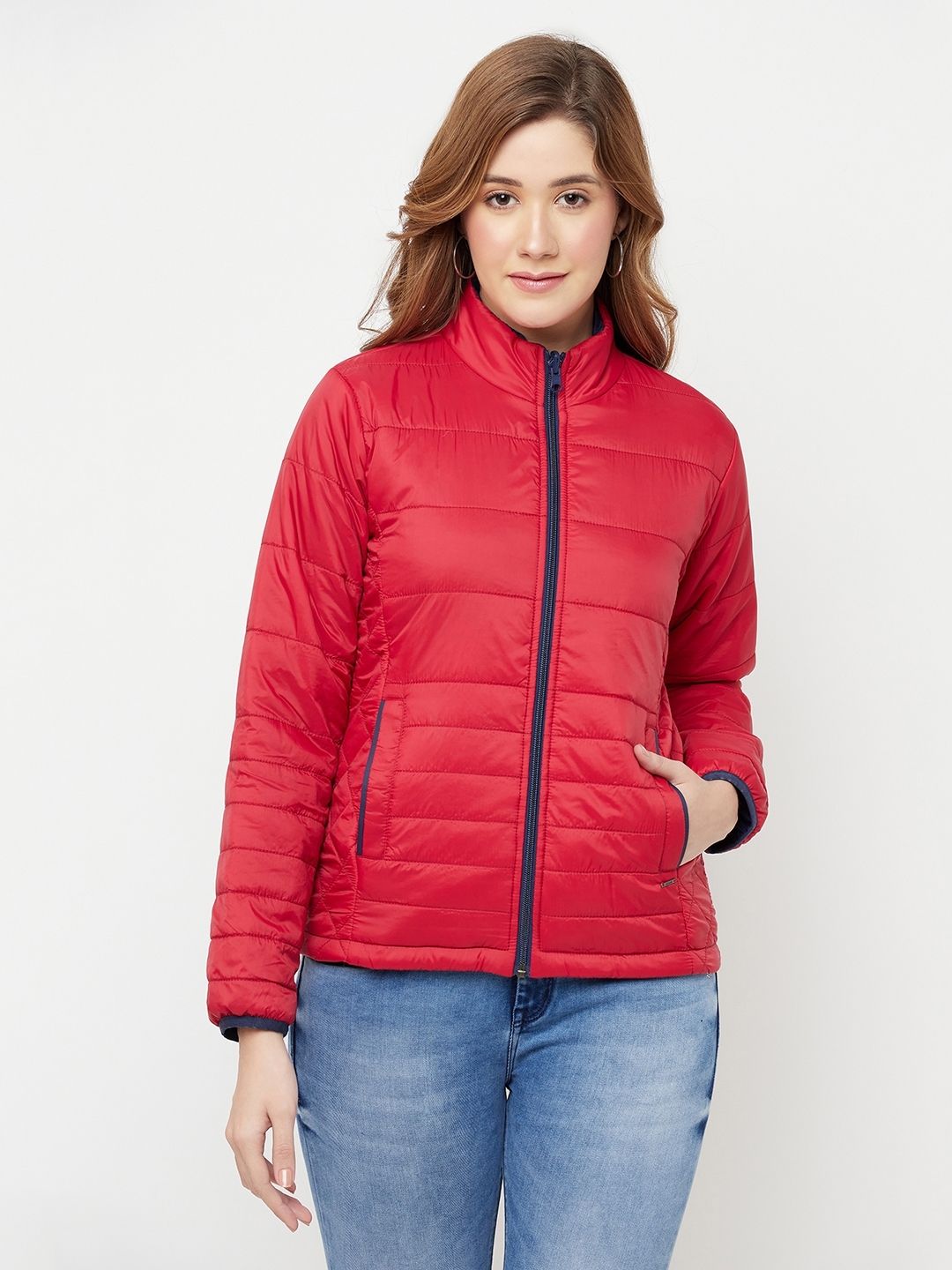 Crimsoune Club Women Red Solid Reversible Padded Jacket