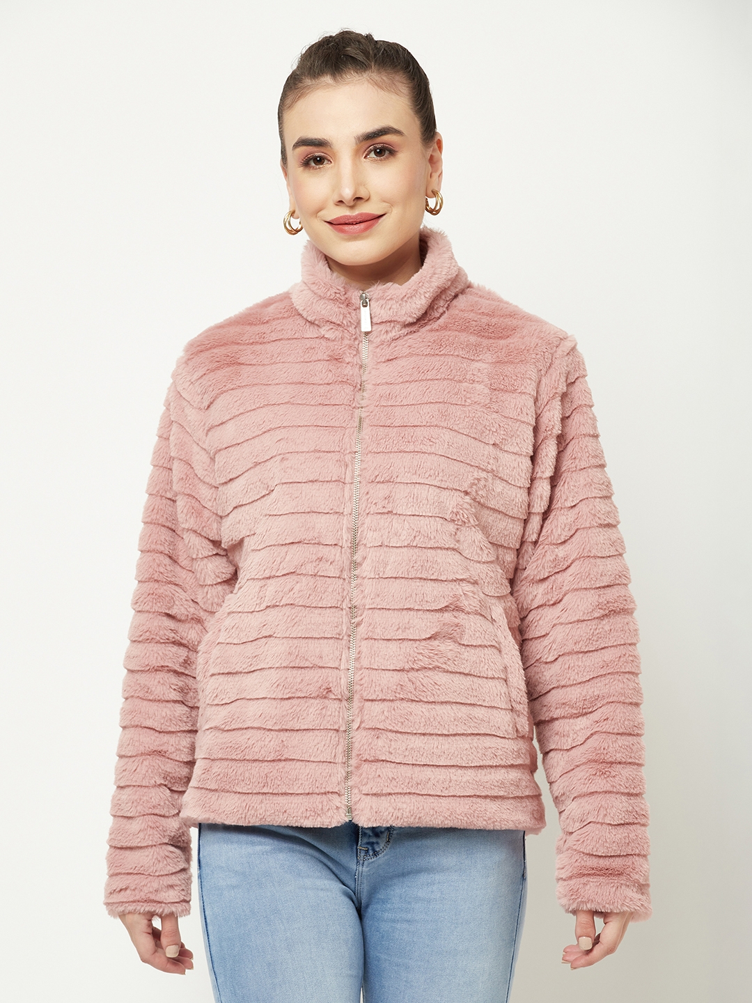 Crimsoune Club Women Women Pink Faux Fur Jacket
