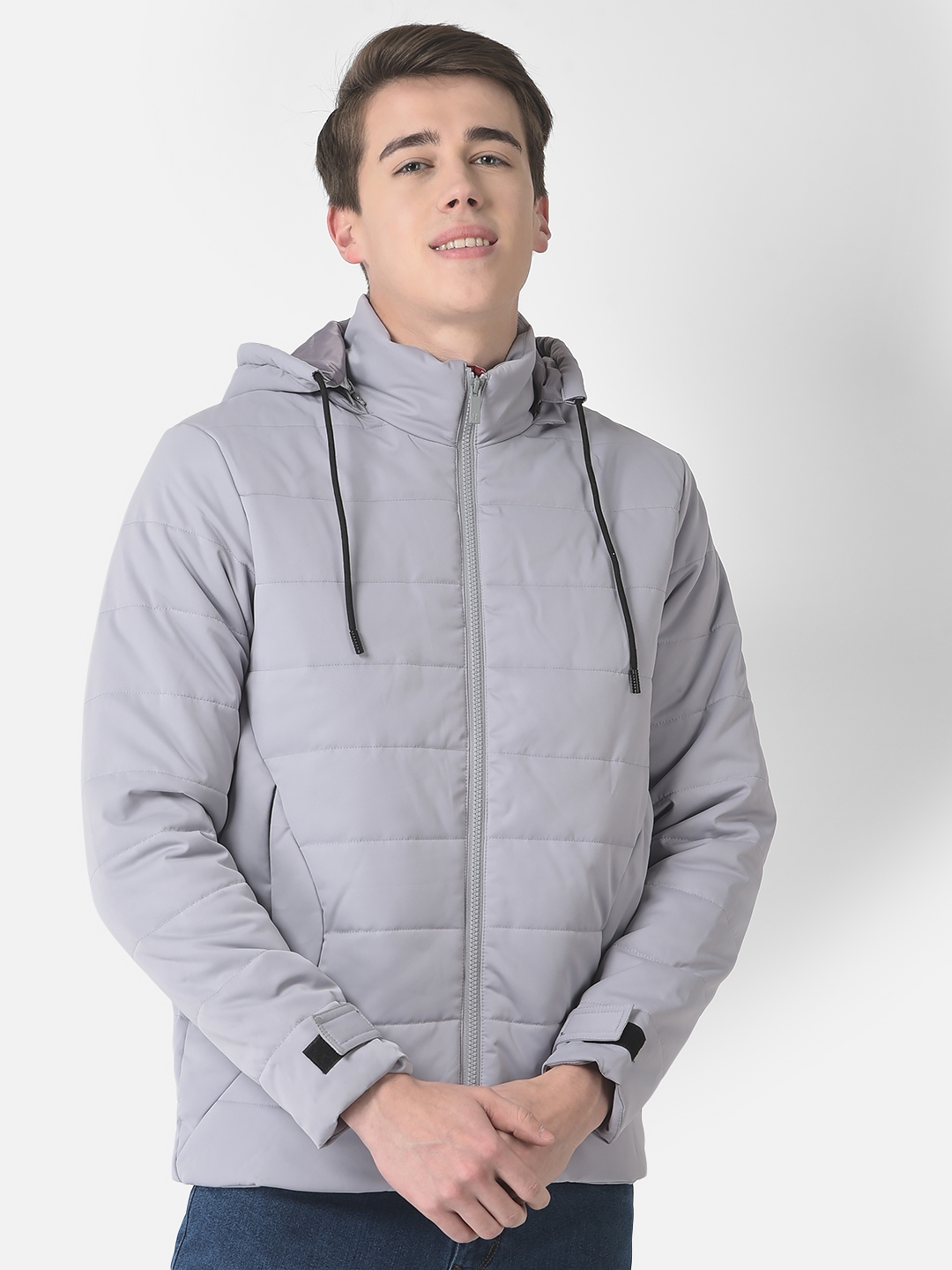 Crimsoune Club Men Light Grey Detachable-Hood Jacket