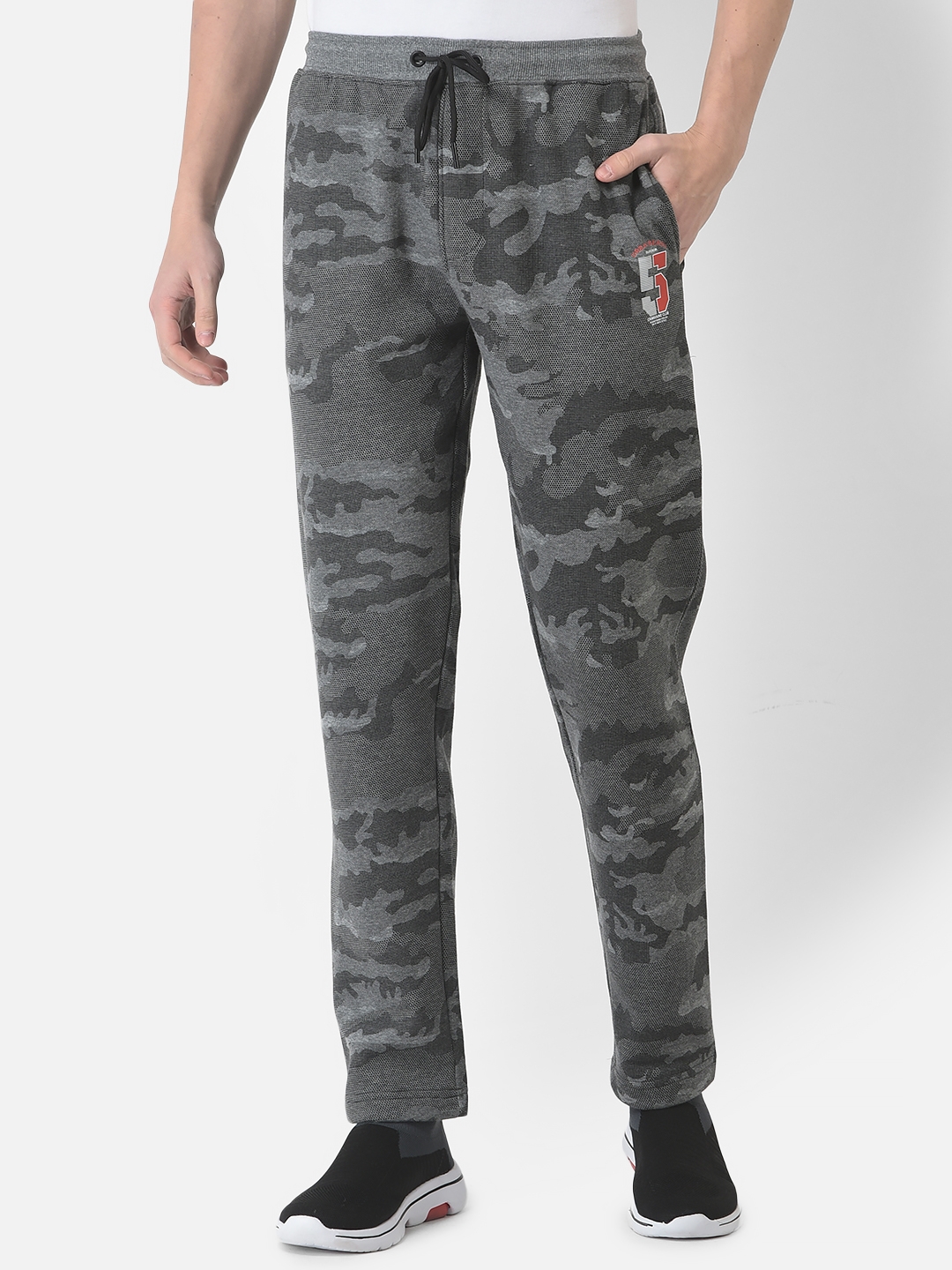 Crimsoune Club Men Grey Camouflage Print Track Pants