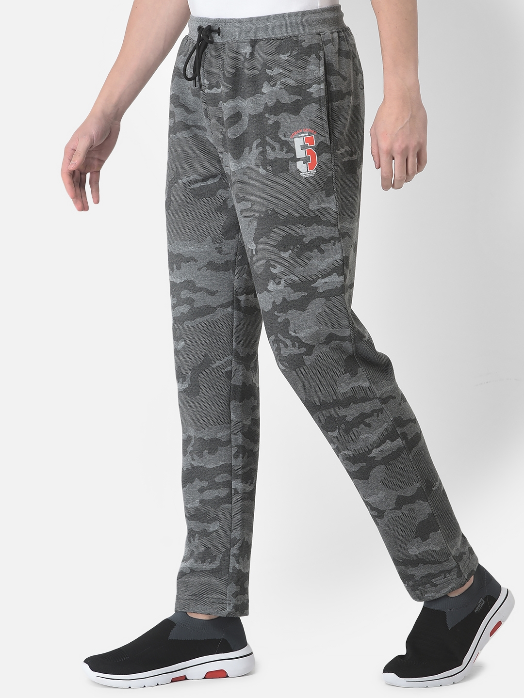 Crimsoune Club Men Grey Camouflage Print Track Pants