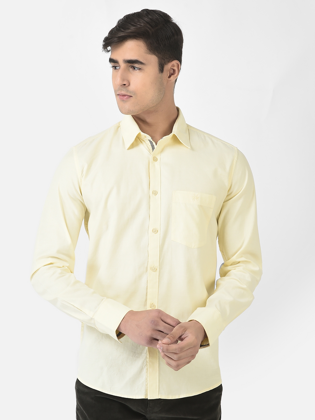 Crimsoune Club | Crimsoune Club Men Lime Yellow Shirt in Pure Cotton