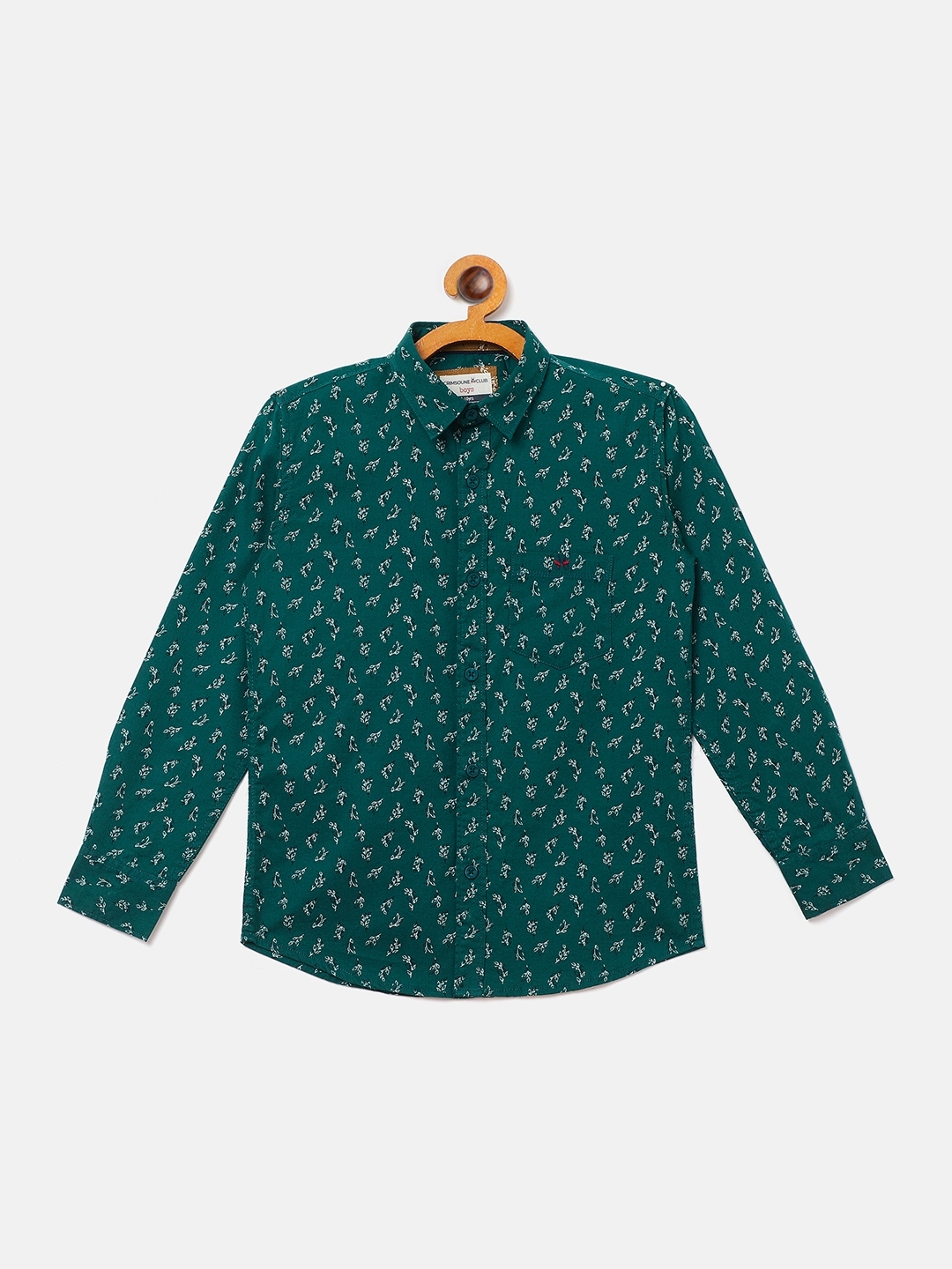 CRIMSOUNE CLUB | Green Printed Casual Shirt