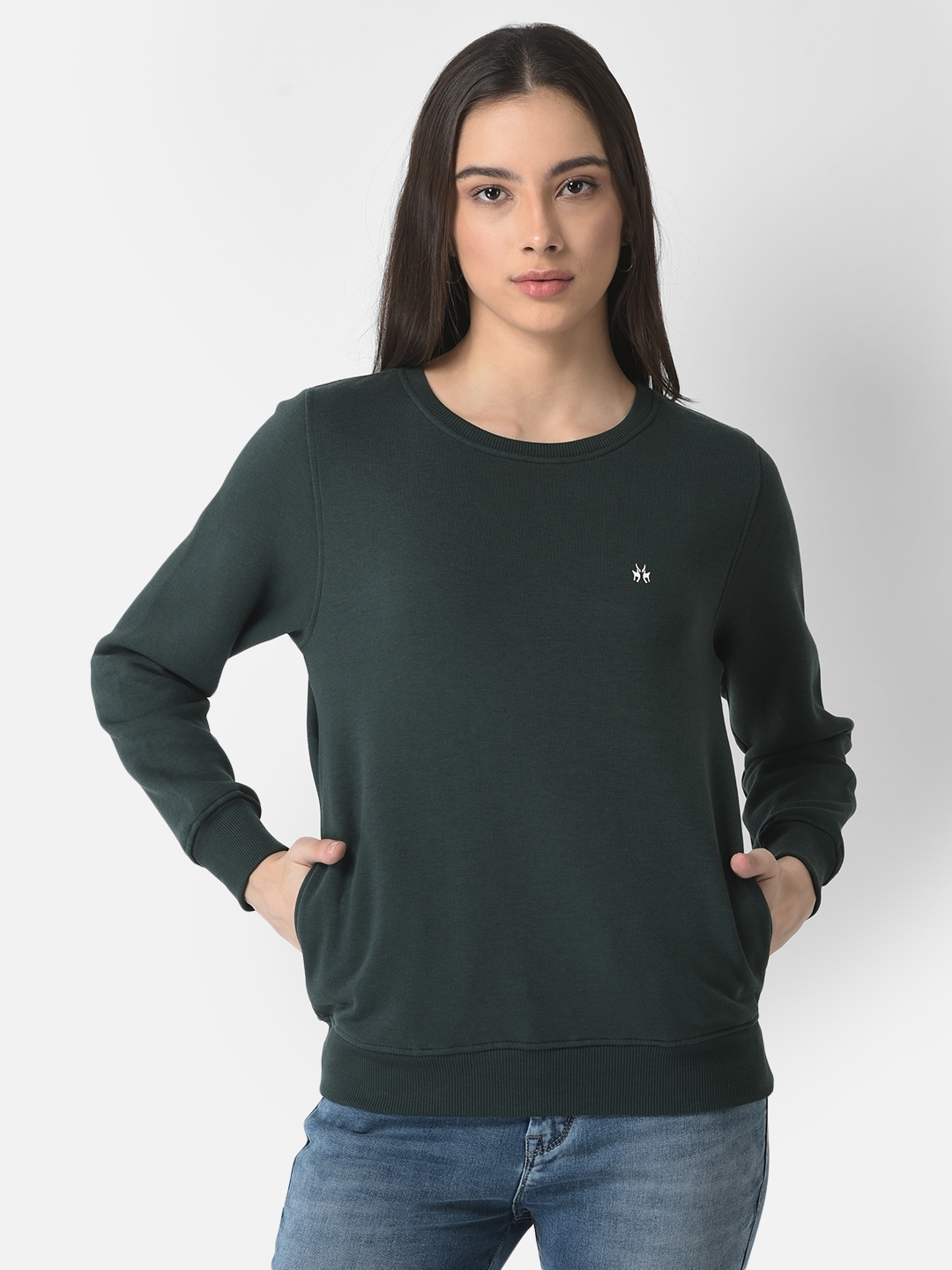 Crimsoune Club Women Dark Green Sweatshirt