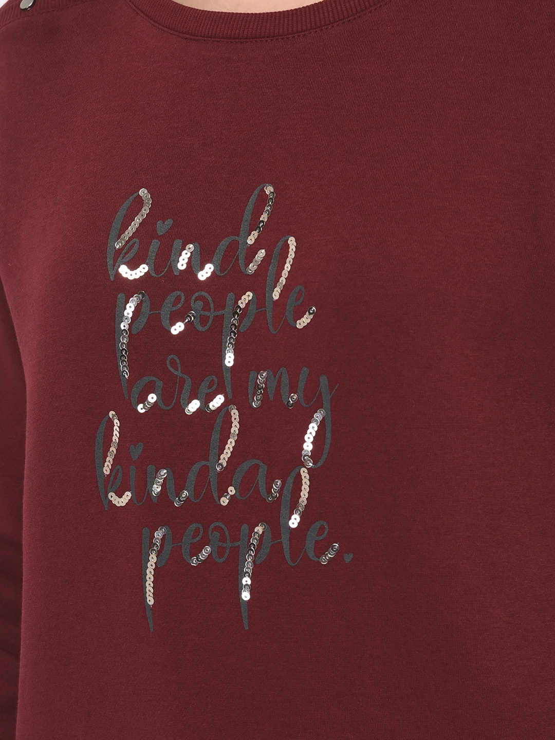 Crimsoune Club Women Maroon Typographic Sweatshirt
