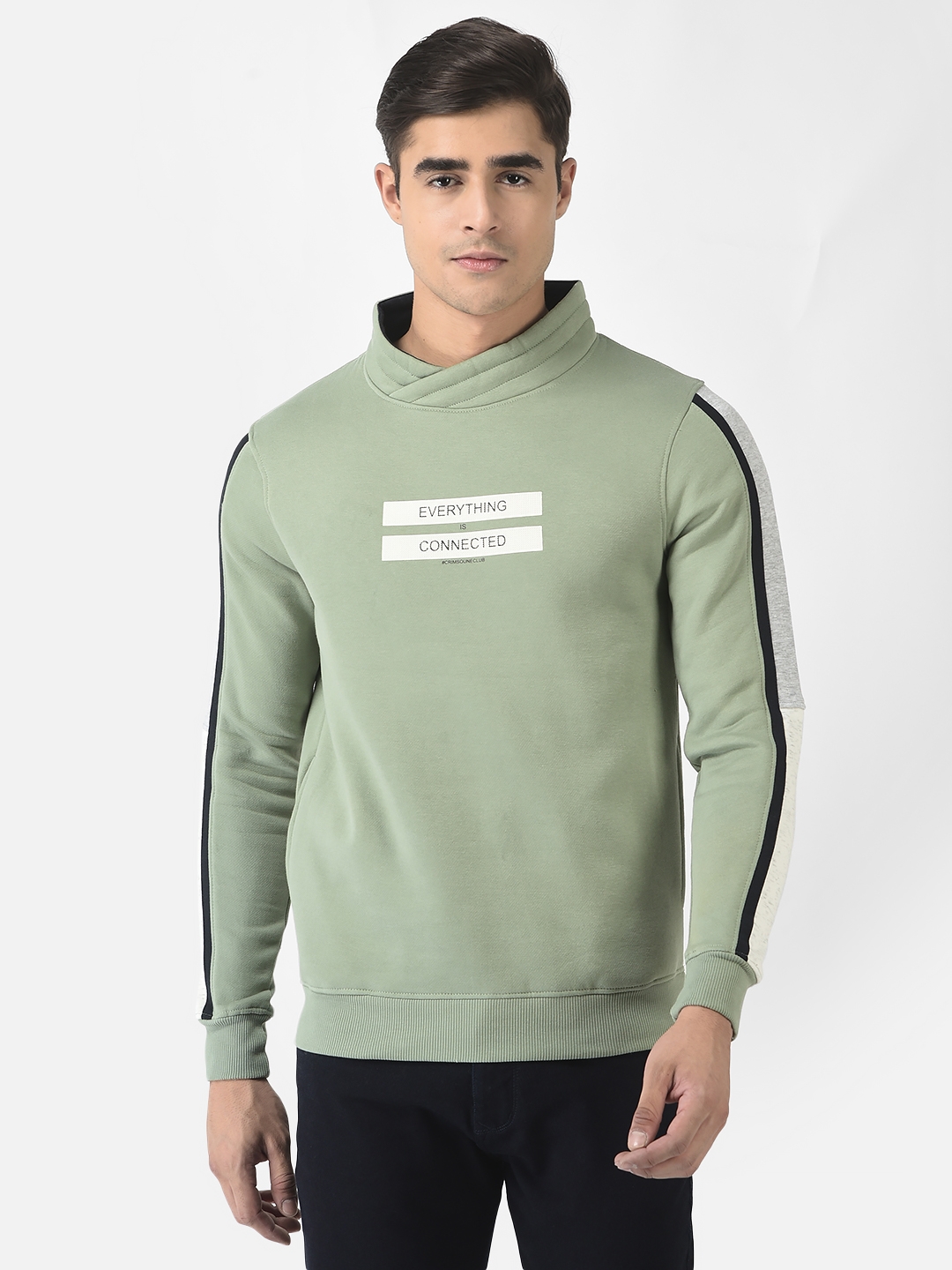 Crimsoune Club Men Green Sweatshirt with Typography Print