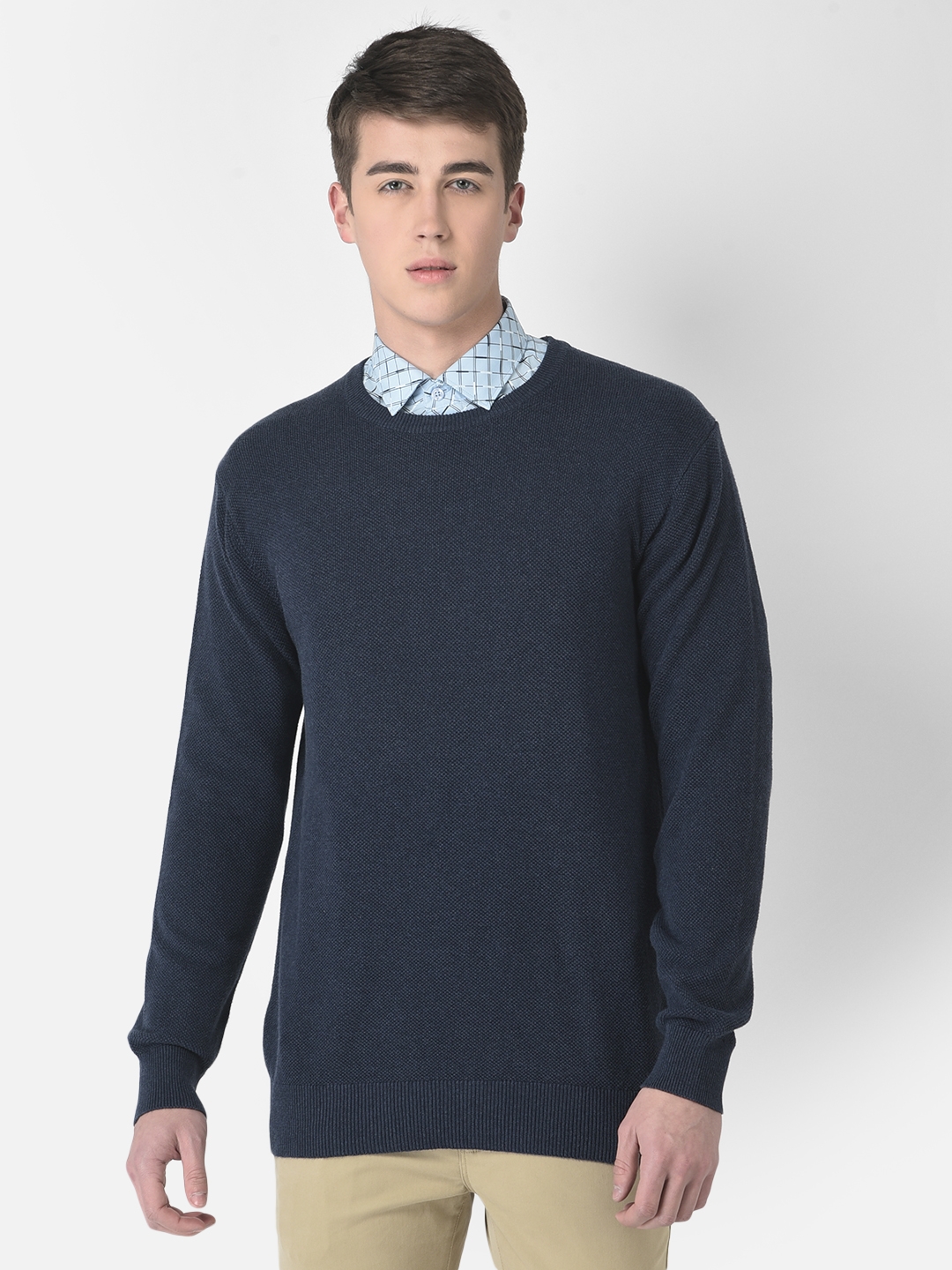 Crimsoune Club Men Blue Pull-Over Style Sweater