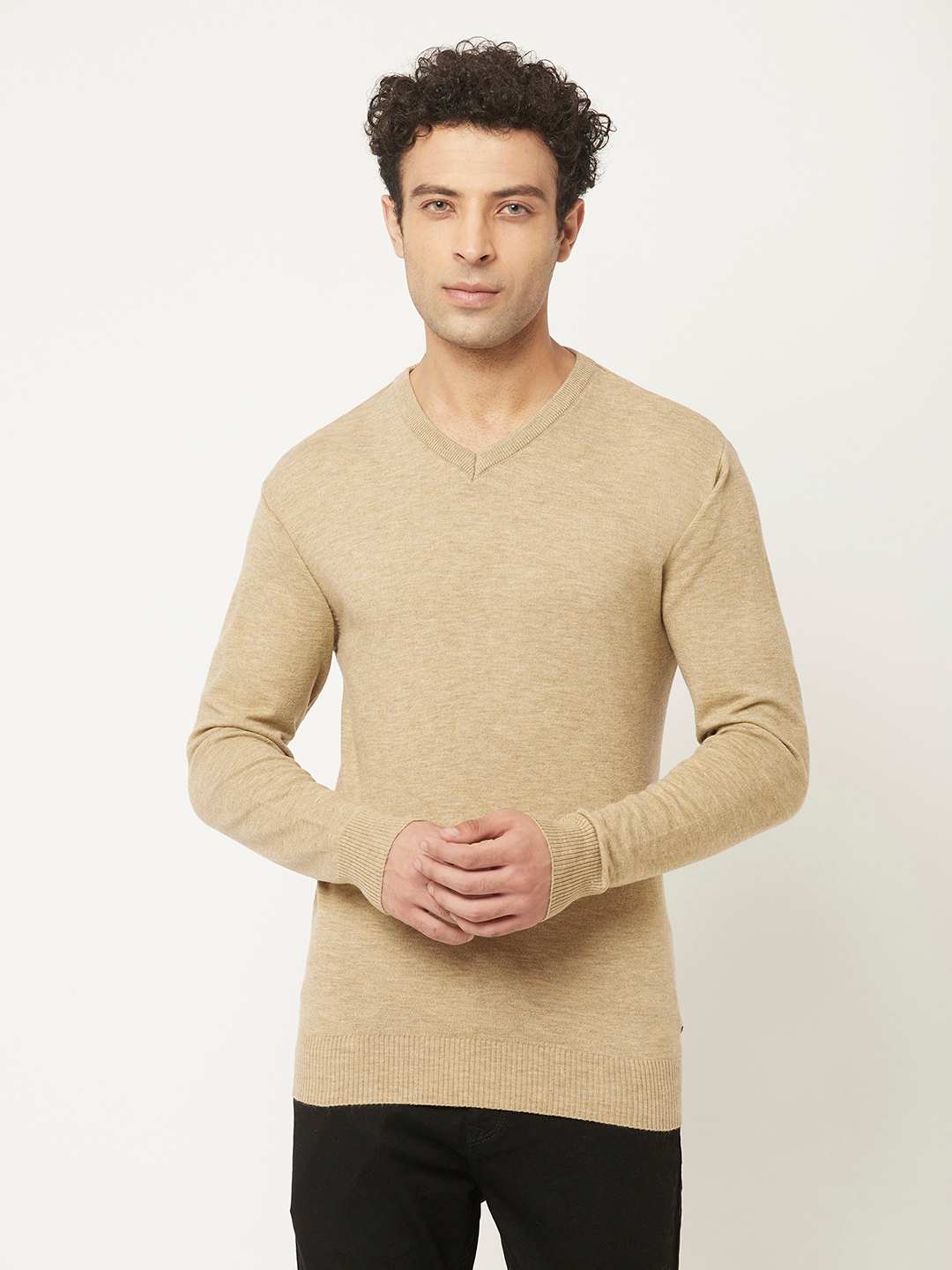 Crimsoune Club | Crimsoune Club Men Beige Sweater with Melange Texture