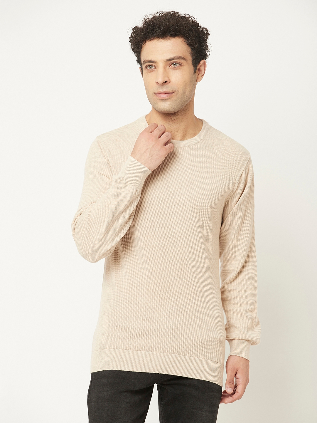 Crimsoune Club | Crimsoune Club Men Beige Sweater in Pure Cotton