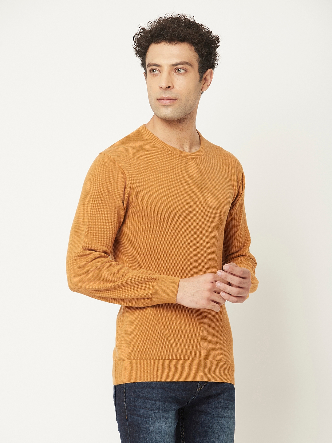 Crimsoune Club Men Orange Sweater in Pure Cotton