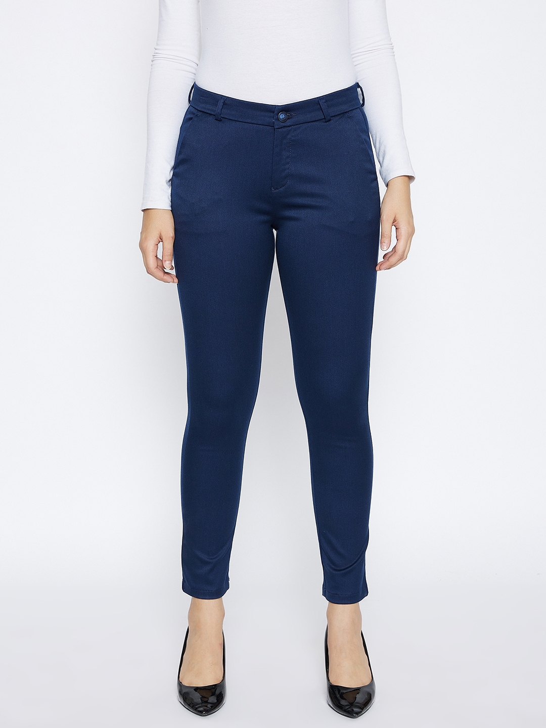 CRIMSOUNE CLUB | Navy Blue Solid Trousers