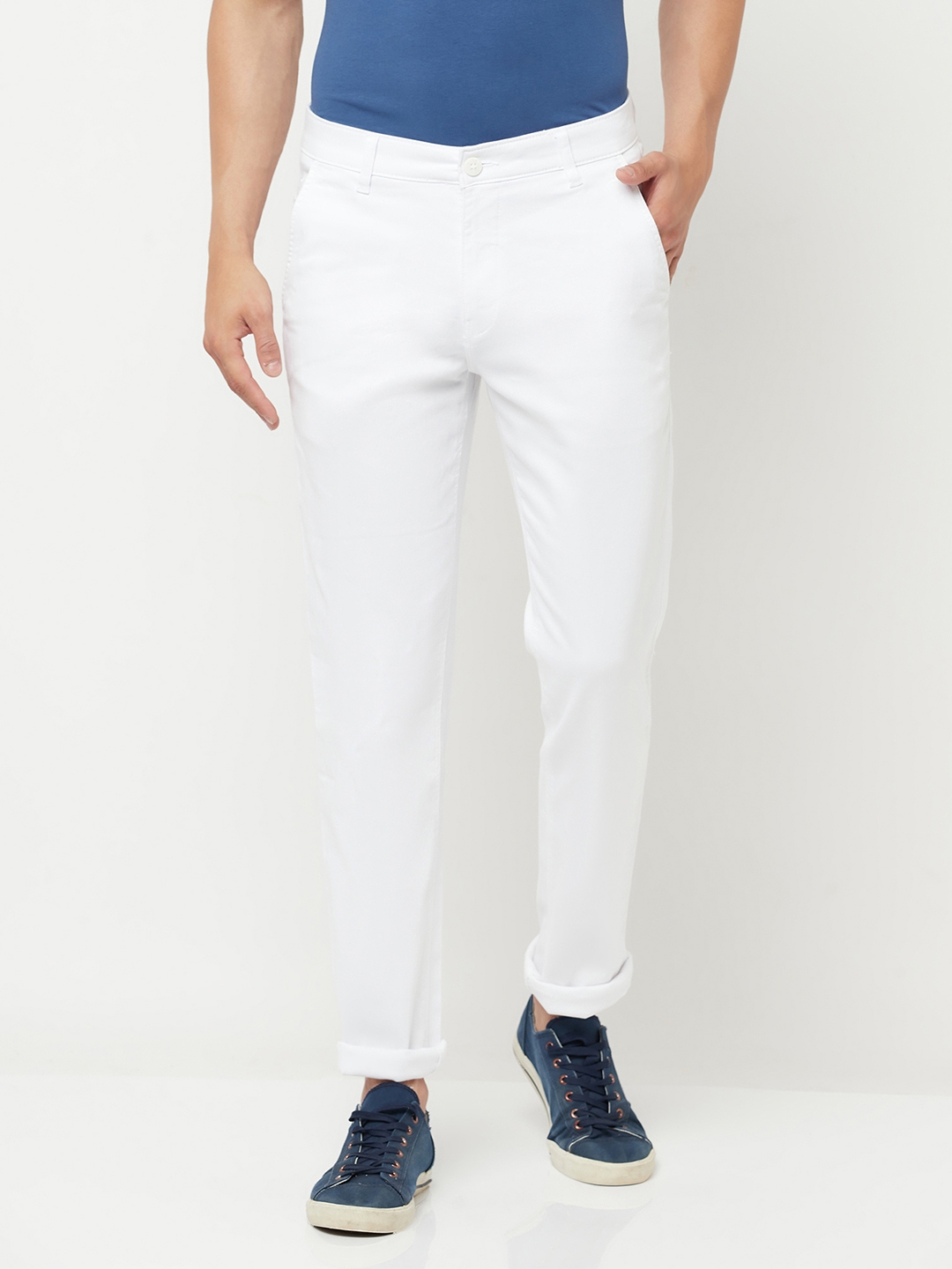 Crimsoune Club Men White Solid Casual Trouser