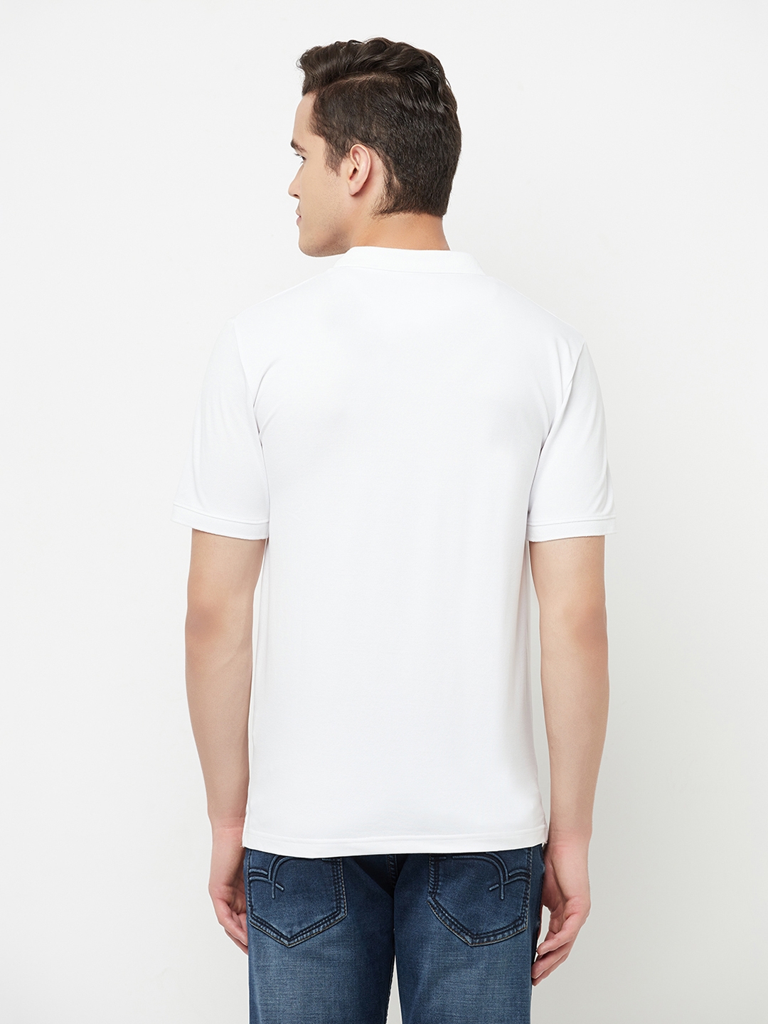 Crimsoune Club Men White Solid Polo T-Shirt