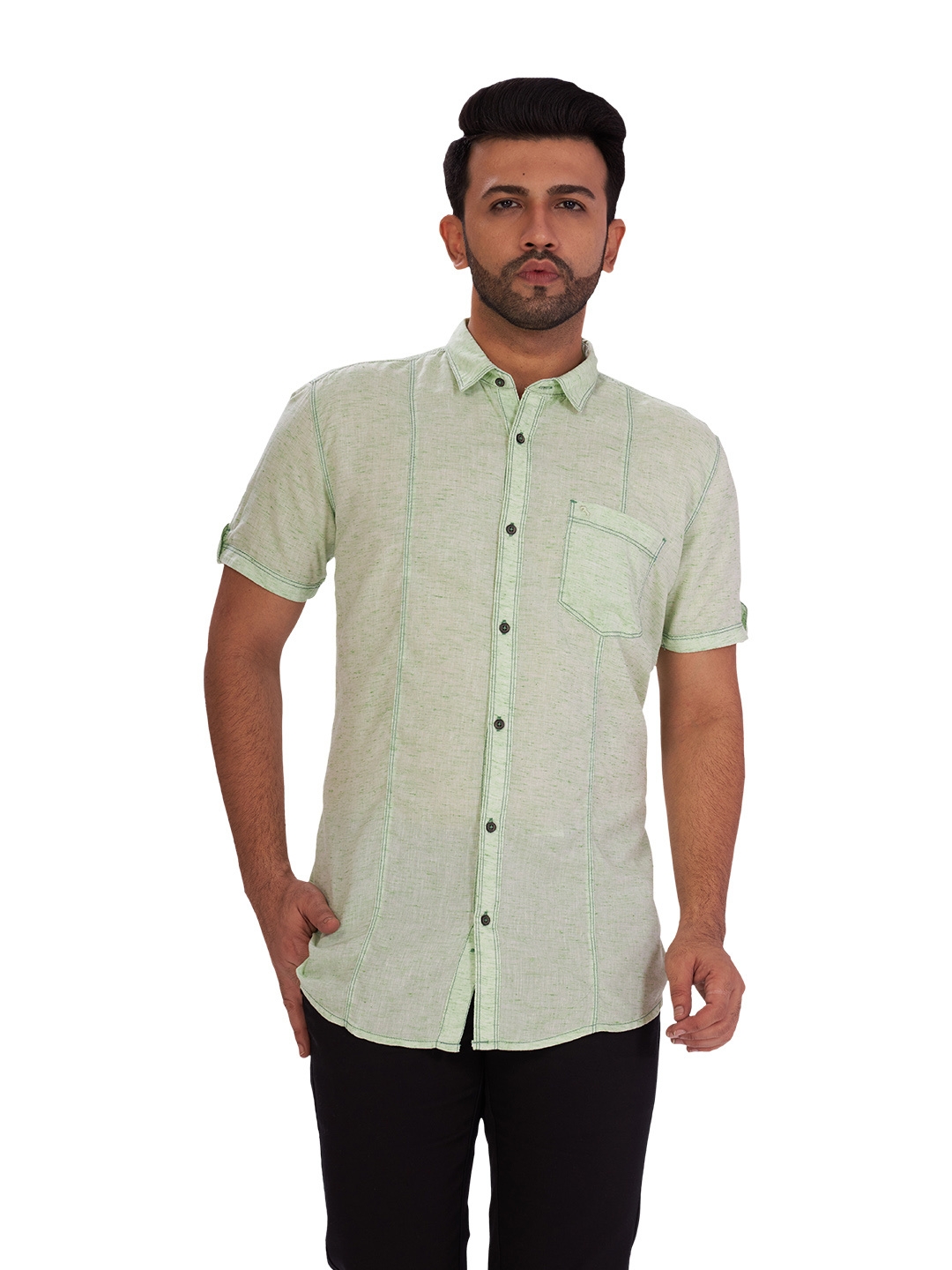D'cot by Donear | D'cot by Donear Men's Green Cotton Casual Shirts