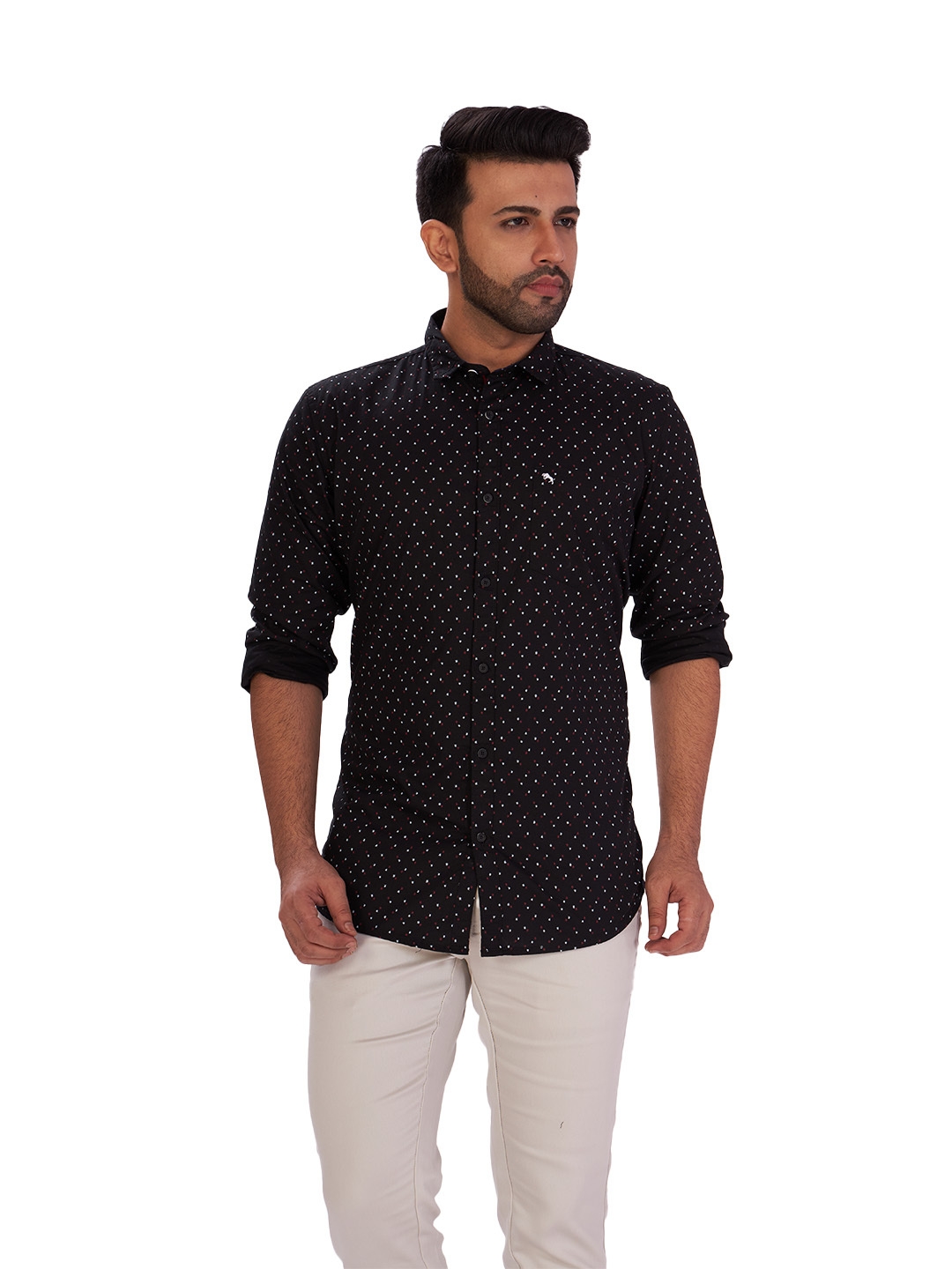 D'cot by Donear | D'cot by Donear Men's Black Cotton Casual Shirts