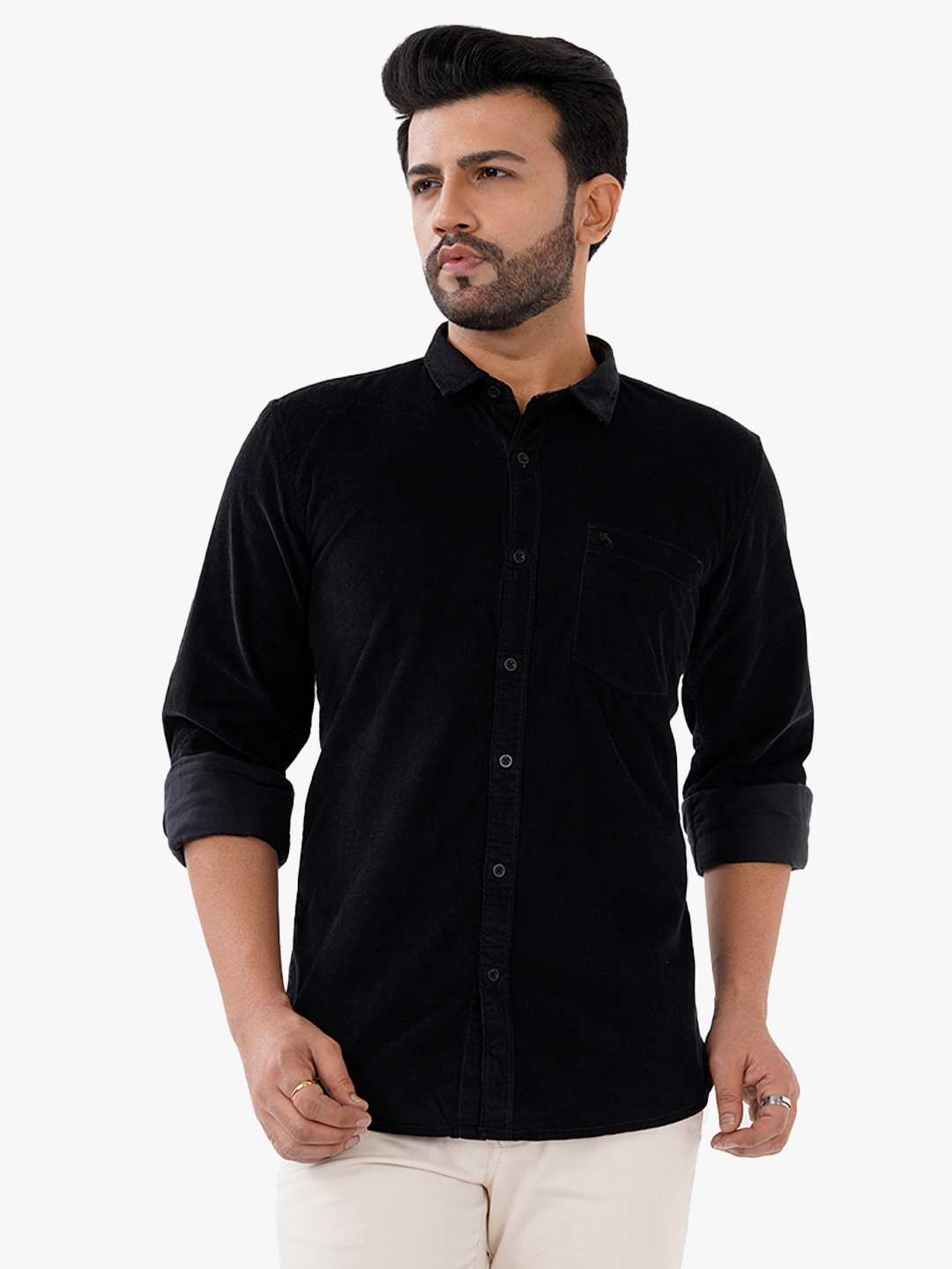 D'cot by Donear | D'cot by Donear Mens Black Cotton Casual Shirts