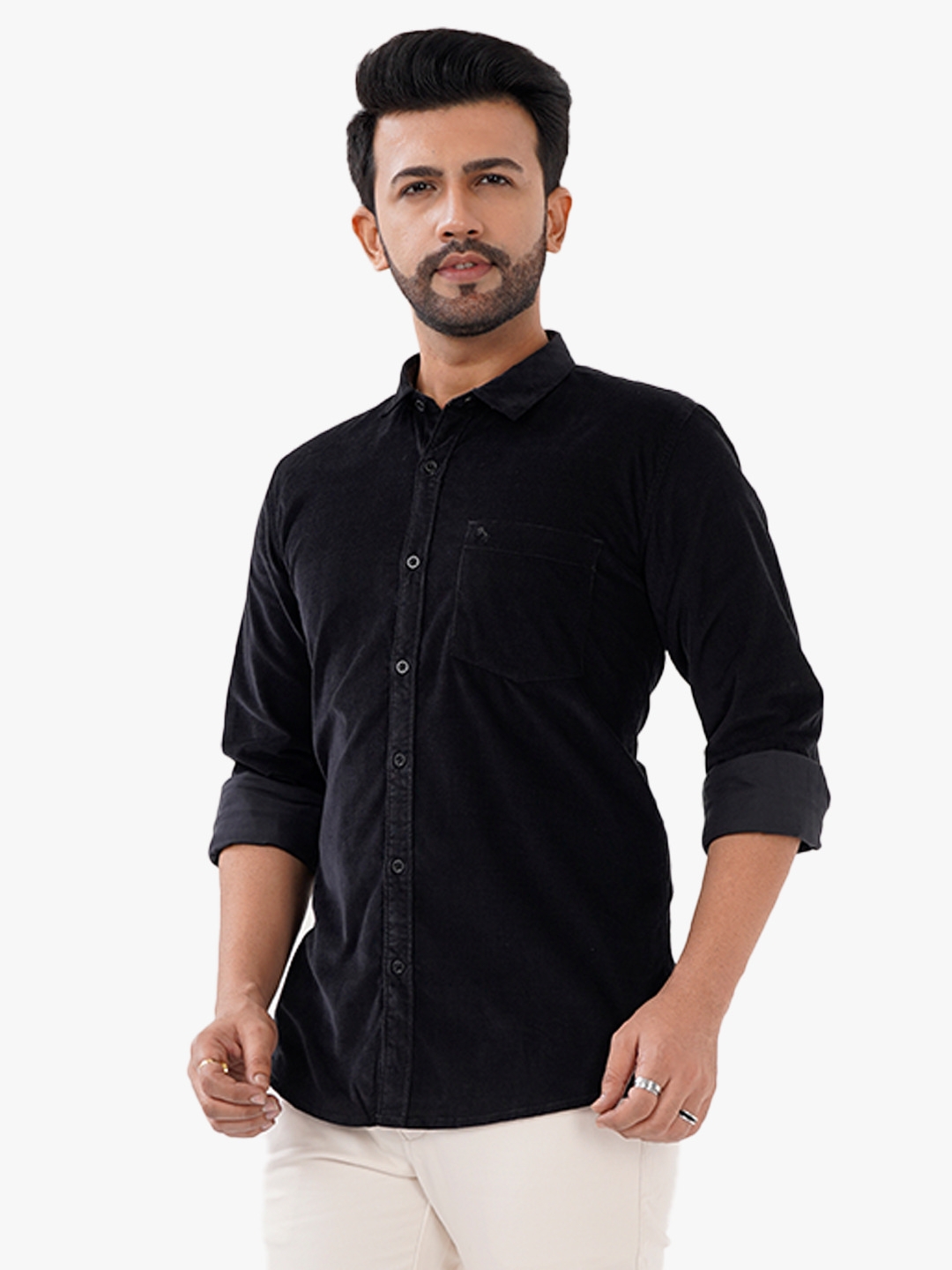 D'cot by Donear Men's Black Cotton Casual Shirts