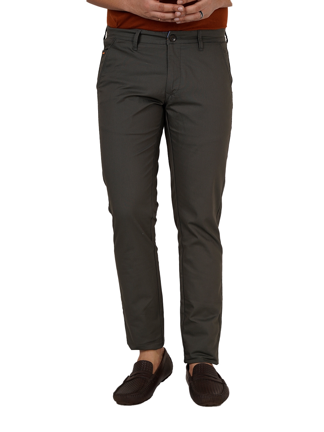 D'cot by Donear Men's Grey Cotton Trousers