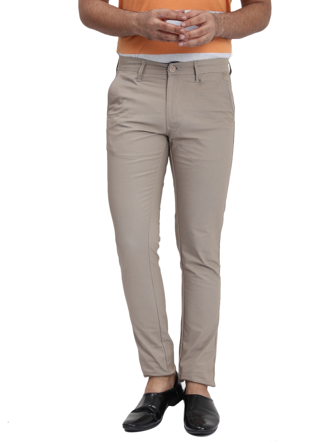 D'cot by Donear Men's Light Grey Cotton Trousers