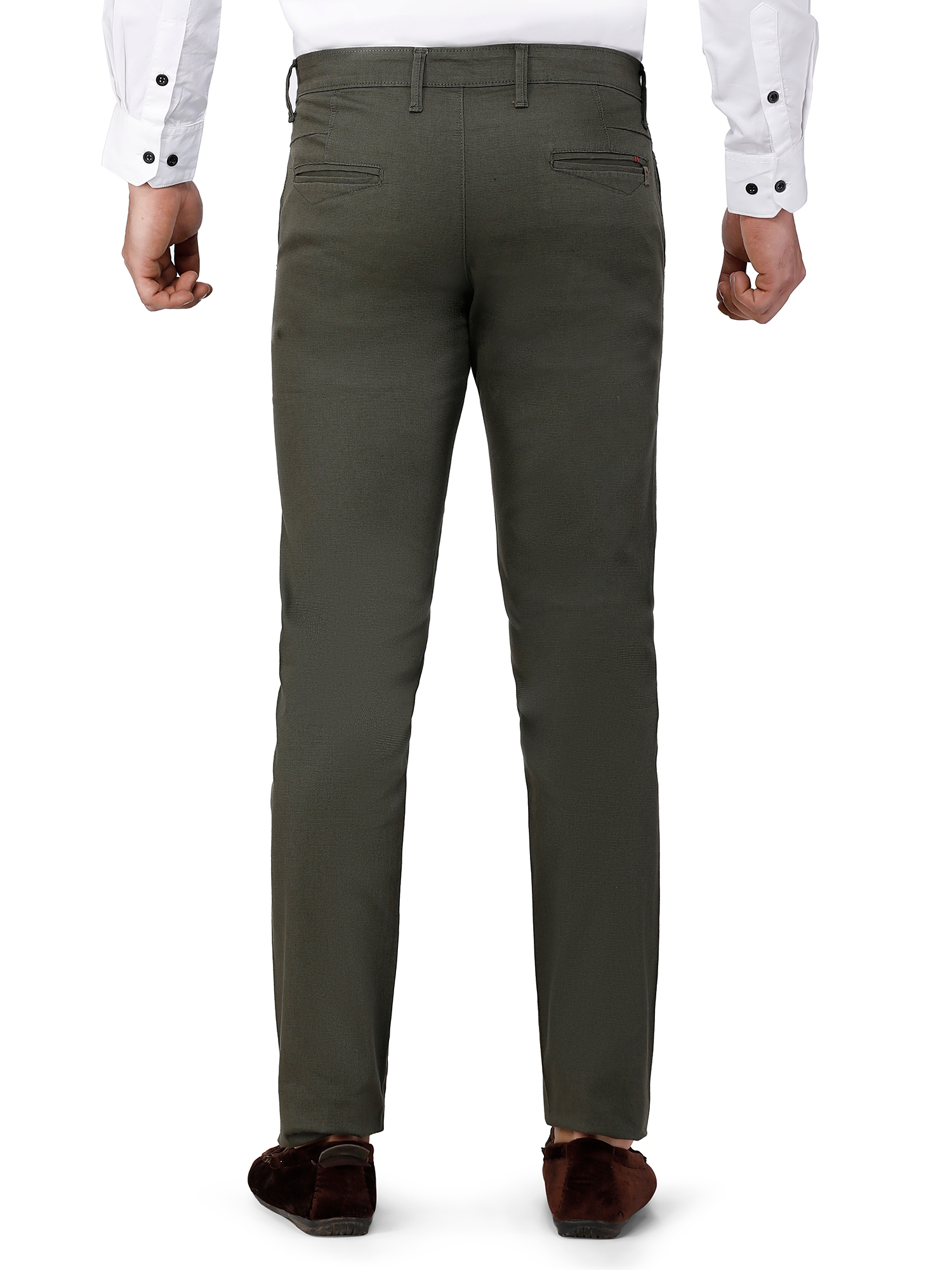 D'cot by Donear | D'cot by Donear Men Green Cotton Relaxed Solid Casual Trouser