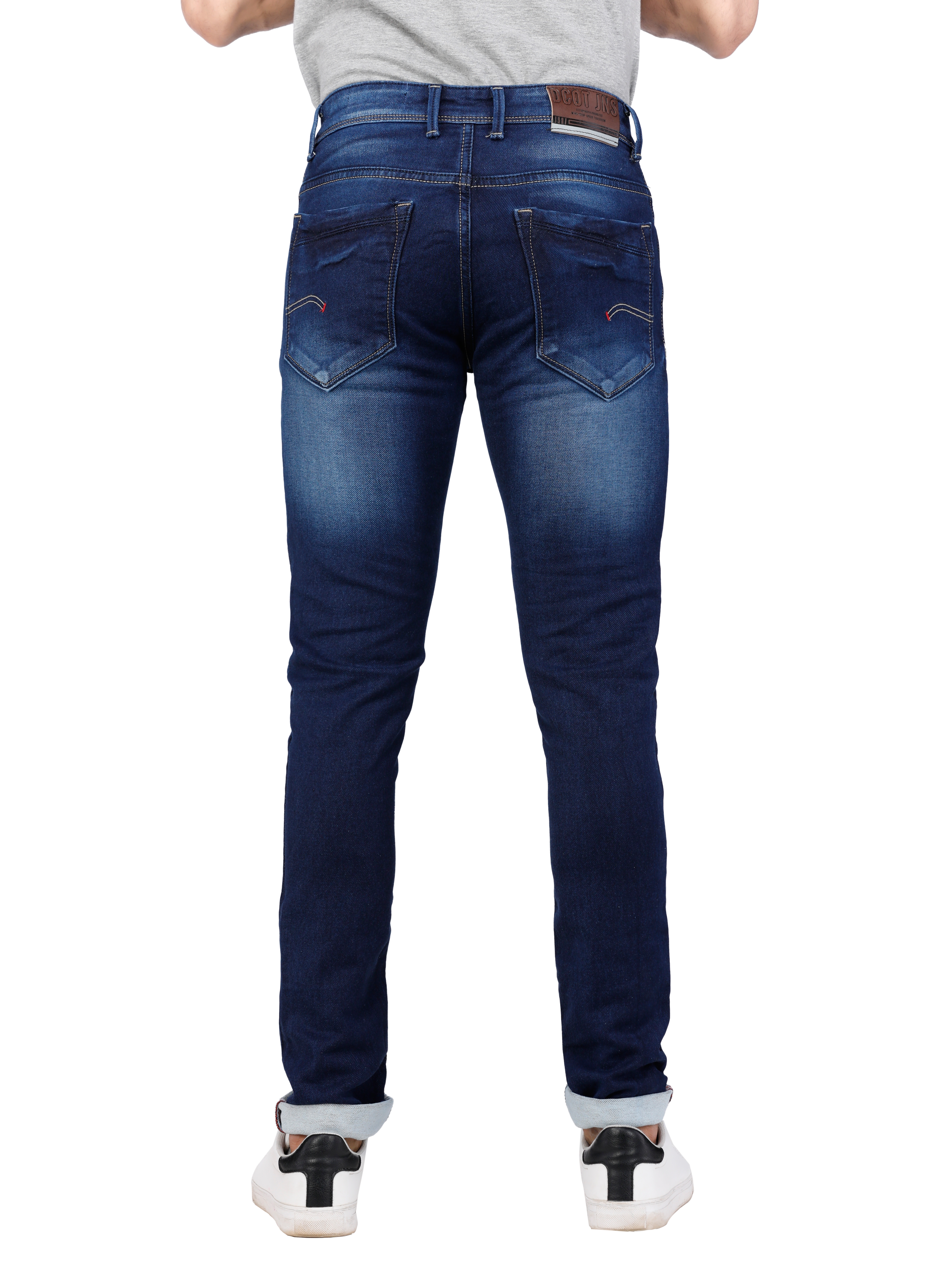D'cot by Donear | D'cot by Donear Men Blue Cotton Skinny Knitted Jeans