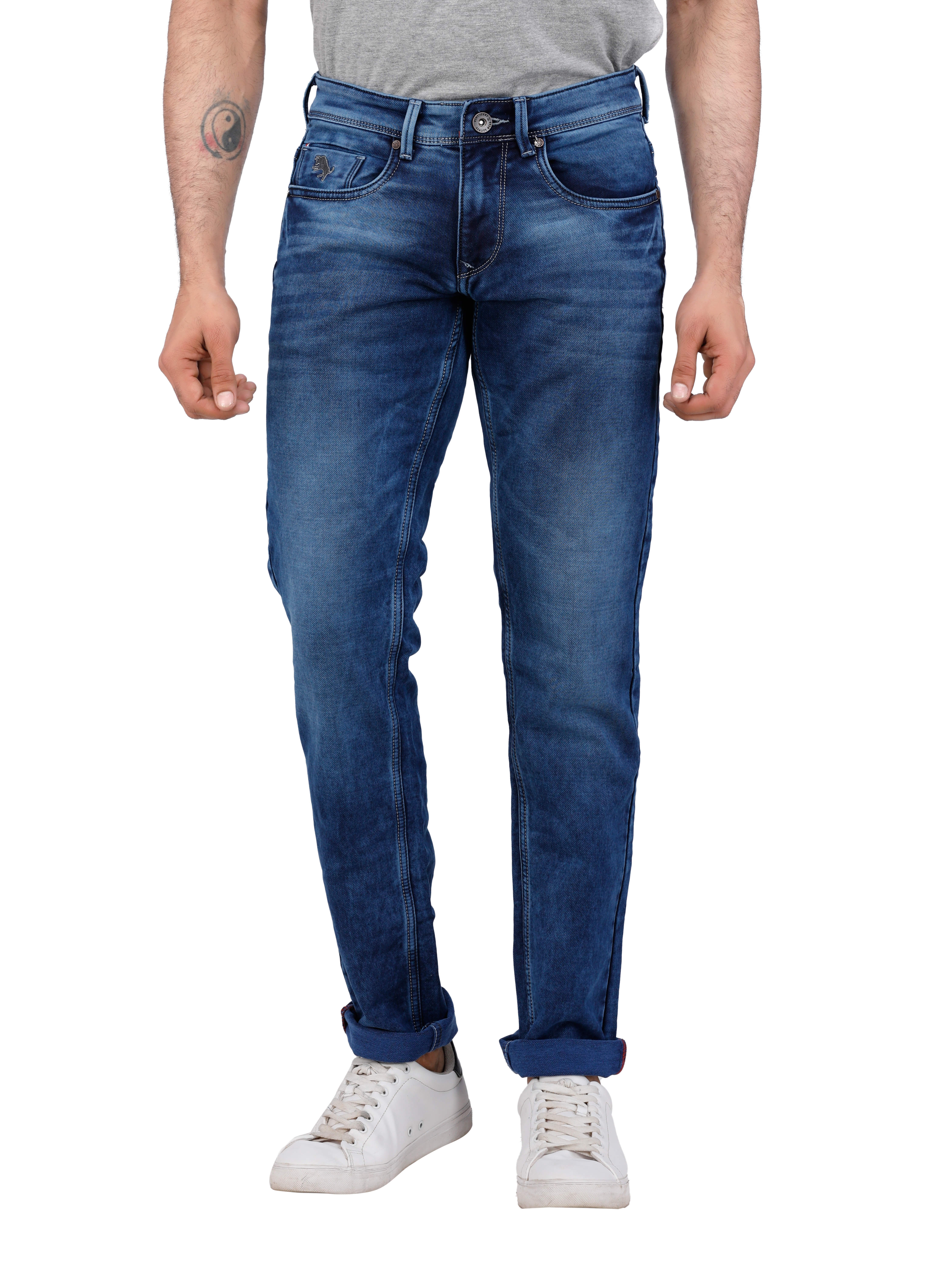 D'cot by Donear | D'cot by Donear Men Blue Cotton Skinny Solid Jeans