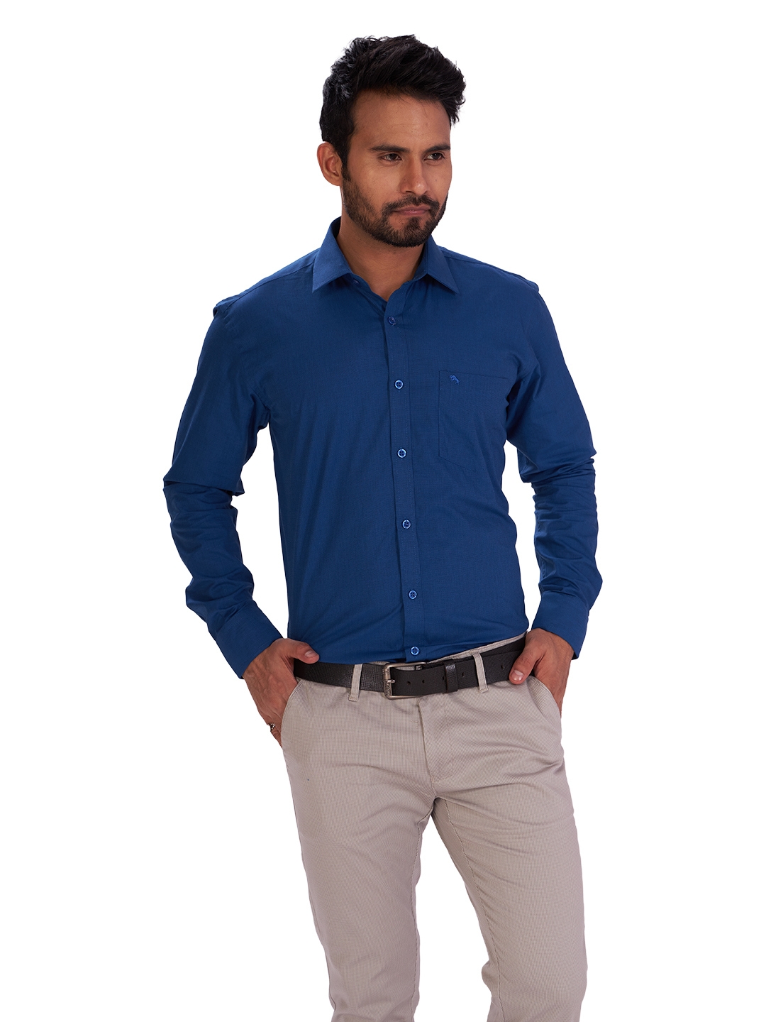 D'cot by Donear | D'cot by Donear Men's Navy Blue Cotton Formal Shirts