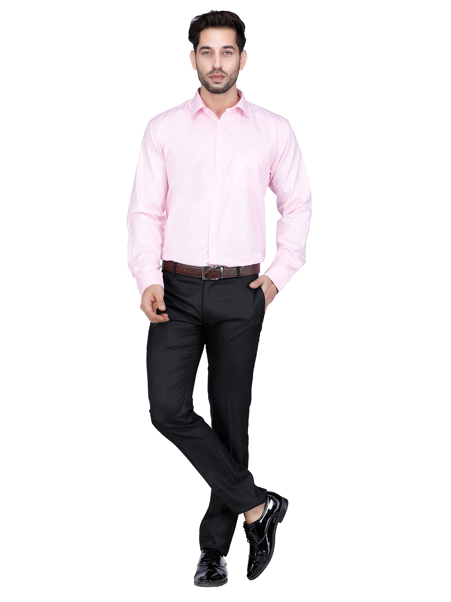Buy D'cot by Donear Men Pink Polycotton Slim Solid Formal Shirts - D ...