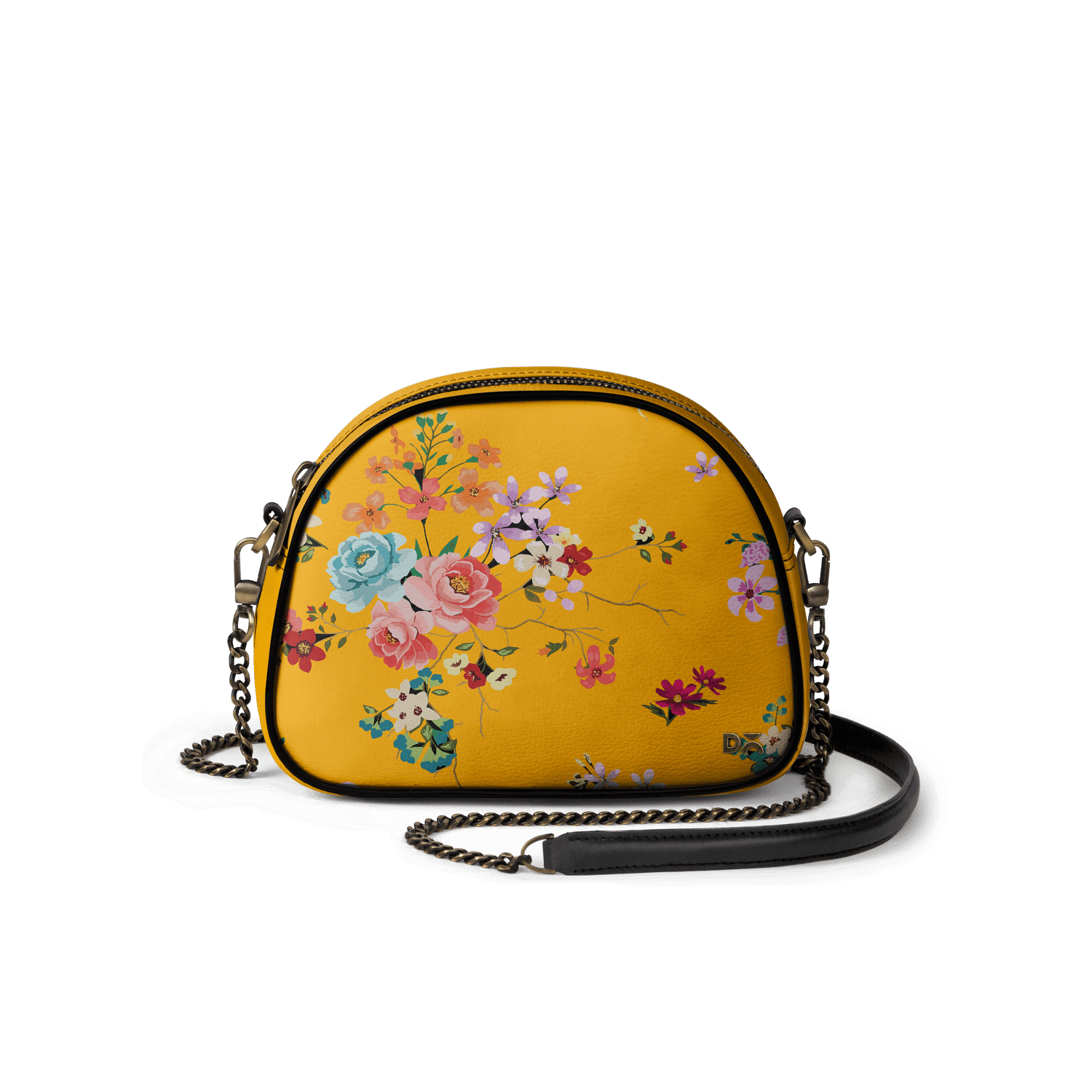 DailyObjects | DailyObjects Mustard Floral - Arch Crossbody Bag