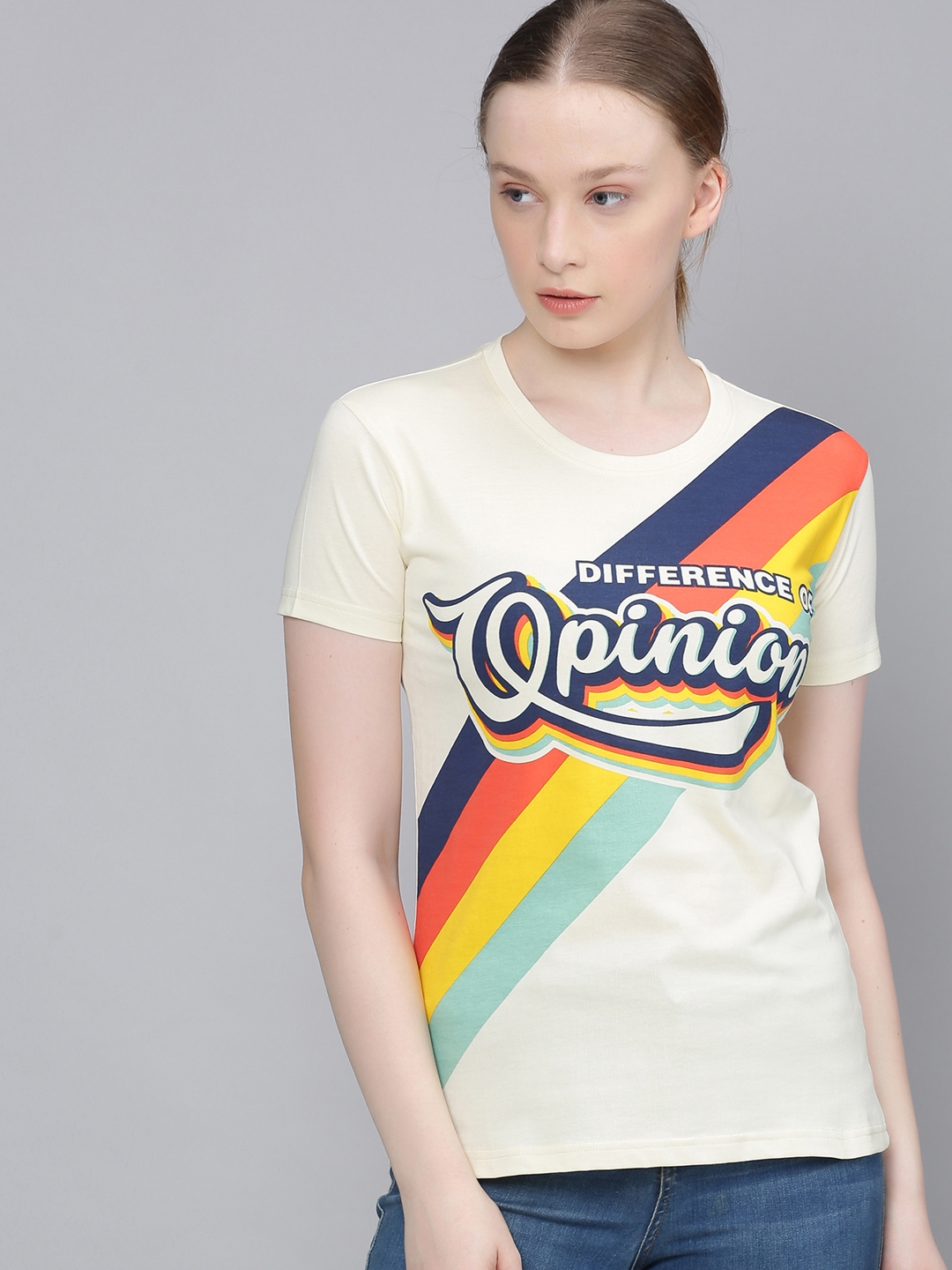 Difference of Opinion | Difference of Opinion Women White Typography Printed T-Shirt