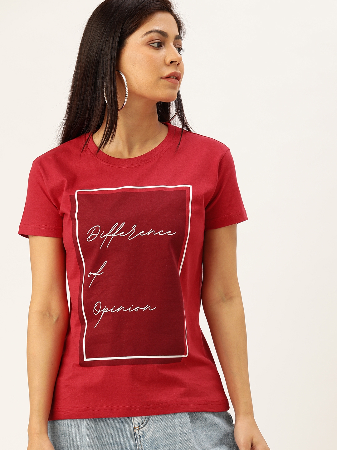 Difference of Opinion | Difference of Opinion Women Red Typography Printed T-Shirt